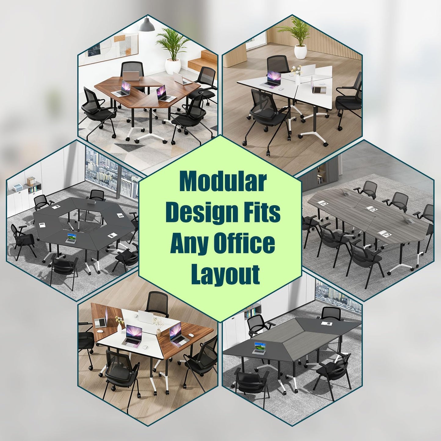 Modern Conference Table,47.2 Inch Meeting Seminar Table,Folding Conference Room Tables with Caster Wheels,Sturdy Mobile Training Table Business Boardroom Tables for 2-10 People,Support 550lbs (8P)