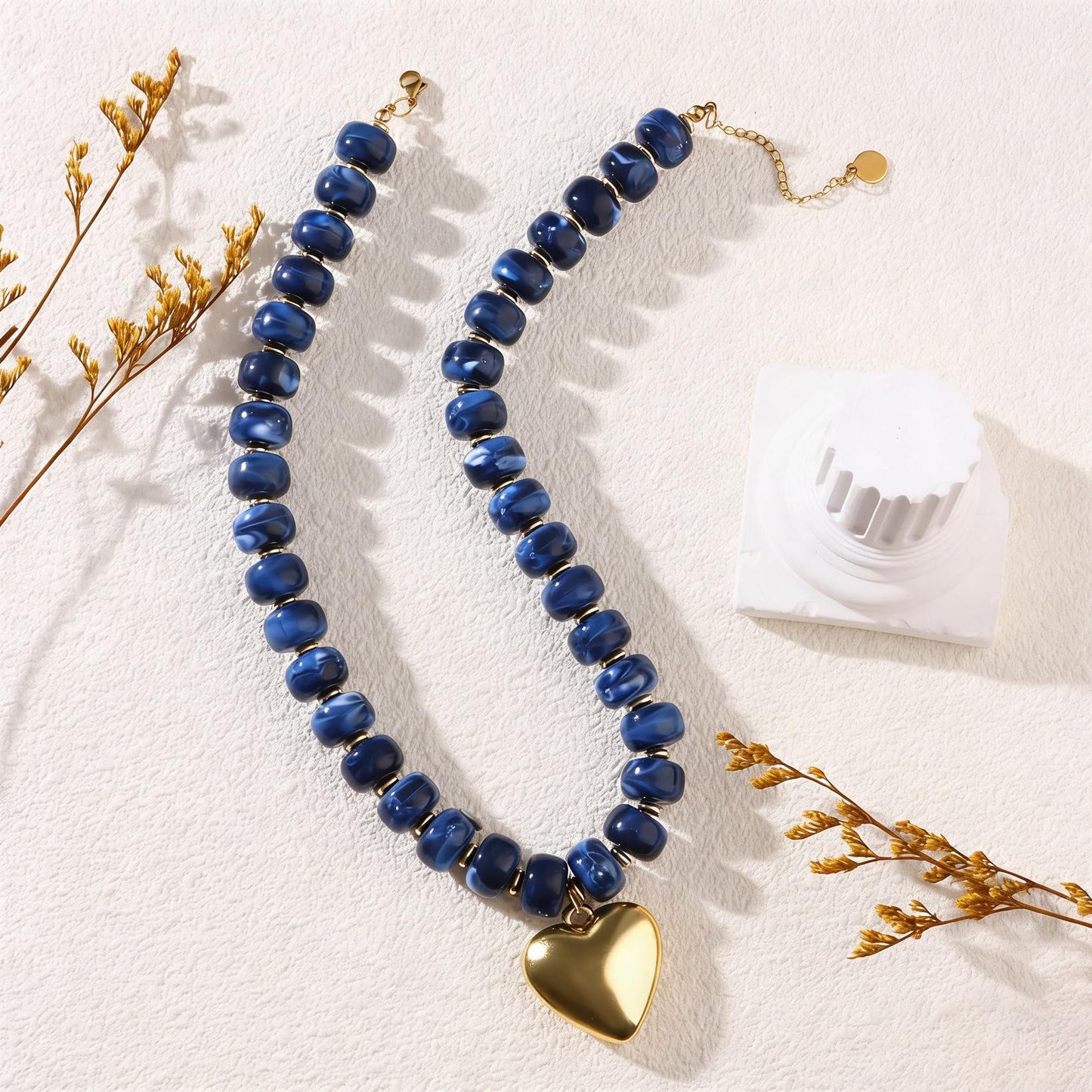 joymiao Beaded Necklace for Women Big Bead Necklace Choker Boho Bead Chunky Beaded Necklace Trendy Statement Necklaces Summer Jewelry