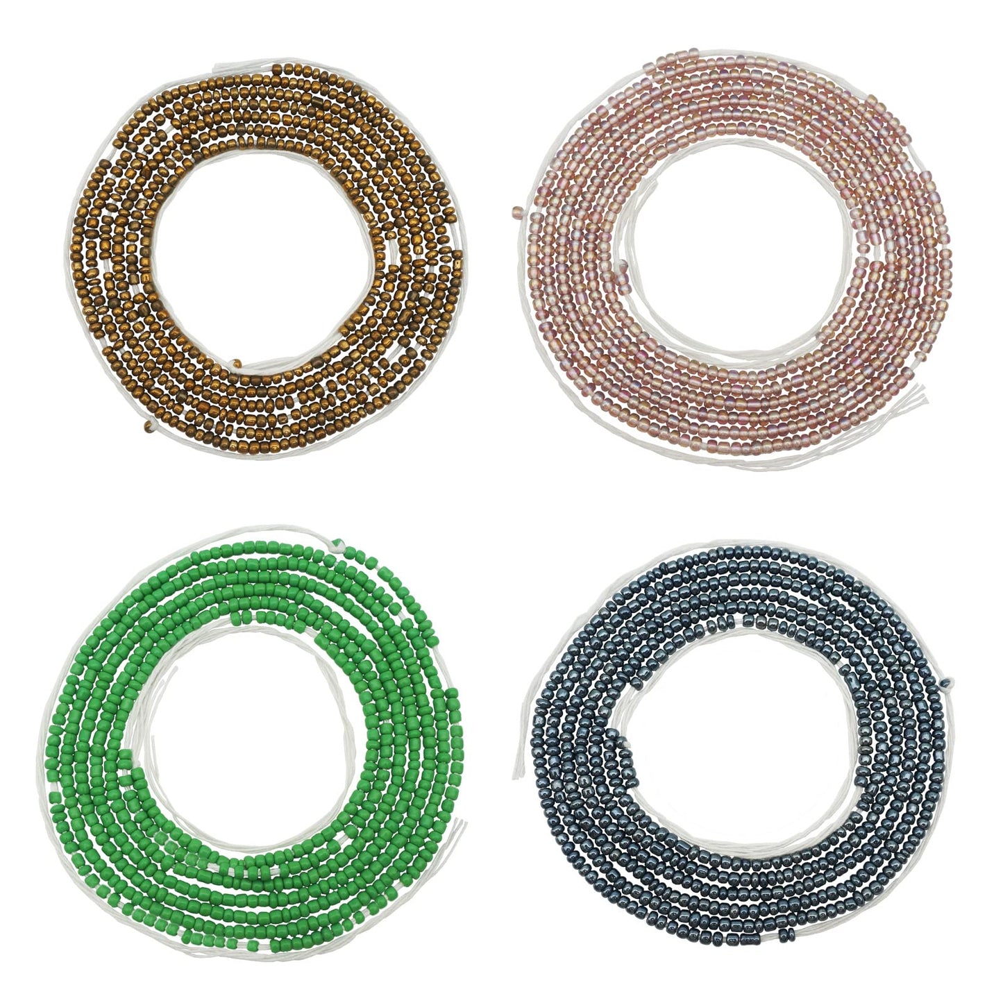 Teniinet 4PCS 50” Handmade African Waist Beads for Women Non-Stretching(Tie-on)