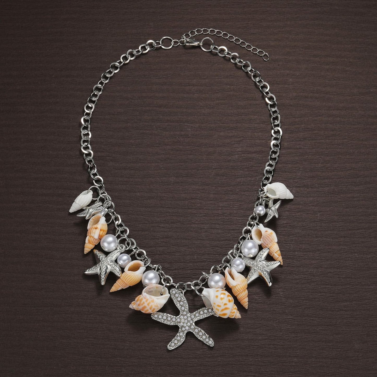 Frodete Starfish Necklace for Women Beach Necklaces Jewelry Layered Choker Drop Dangle Summer Vacation Outfits Theme Conch Seashell Accessories Ocean Pendant Dress Costume