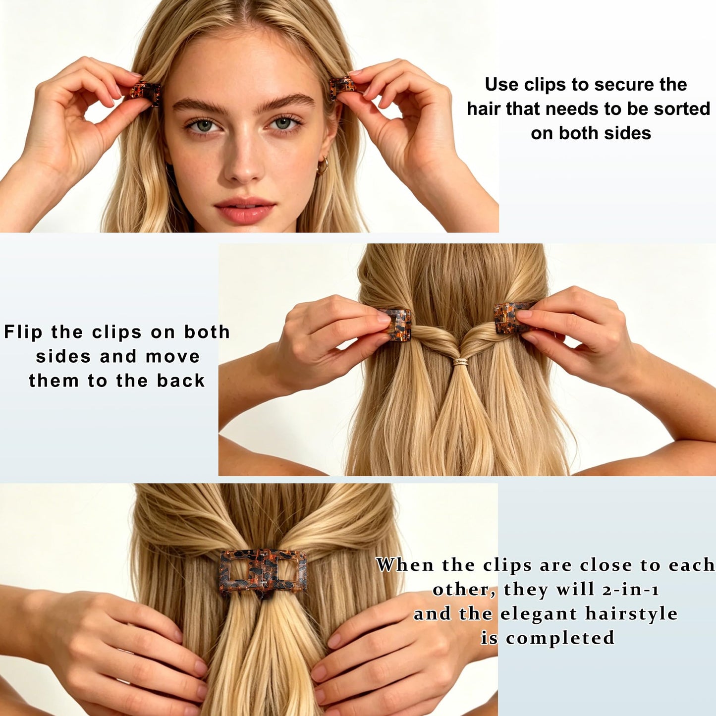 2PCS Magnetic Hair Clips for Women, Strong Hold No-Slip Styling Clips, Seamless 2-in-1 Design for Thick or Thin Hair, Non-Dent Hairdressing Tools for Salon or Daily Use