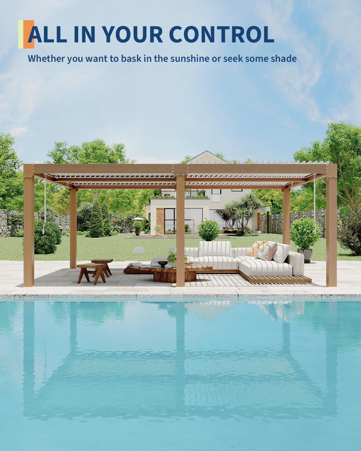 Garvee 12x20ft Louvered Pergola - Outdoor Pergolas with Adjustable Louvered Roof, Reinforced Aluminum Frame, Integrated Drainage System, Outdoor Gazebo for Deck, Patio, Backyard and Garden