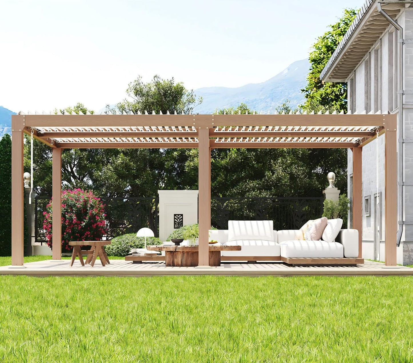 Garvee 12x20ft Louvered Pergola - Outdoor Pergolas with Adjustable Louvered Roof, Reinforced Aluminum Frame, Integrated Drainage System, Outdoor Gazebo for Deck, Patio, Backyard and Garden