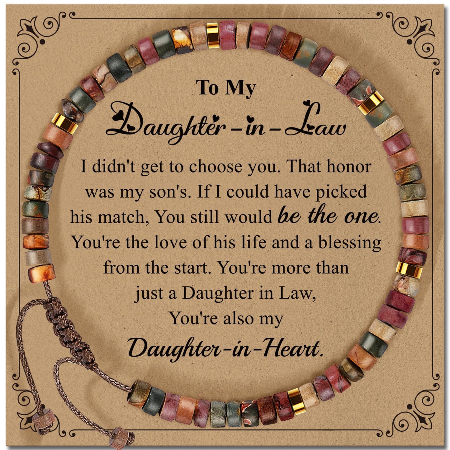 ZOKCC Daughter in Law Bracelets Gifts for Women Healing Natural Stone Beads Bracelets - Inspirational Mothers Day Christmas Birthday Gifts for Daughter in Law from Mother in Law