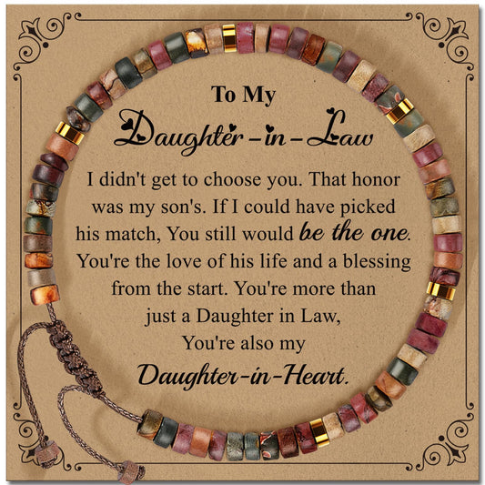 ZOKCC Daughter in Law Bracelets Gifts for Women Healing Natural Stone Beads Bracelets - Inspirational Mothers Day Christmas Birthday Gifts for Daughter in Law from Mother in Law