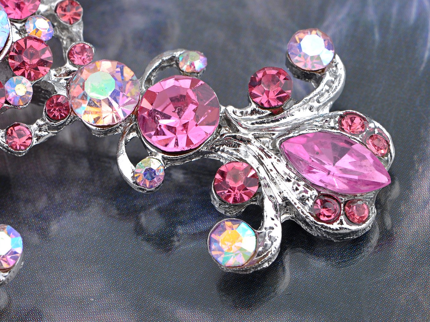 Alilang Victorian Pink Rose Crystal Rhinestone Flourish Floral Holy Cross Pin Brooch