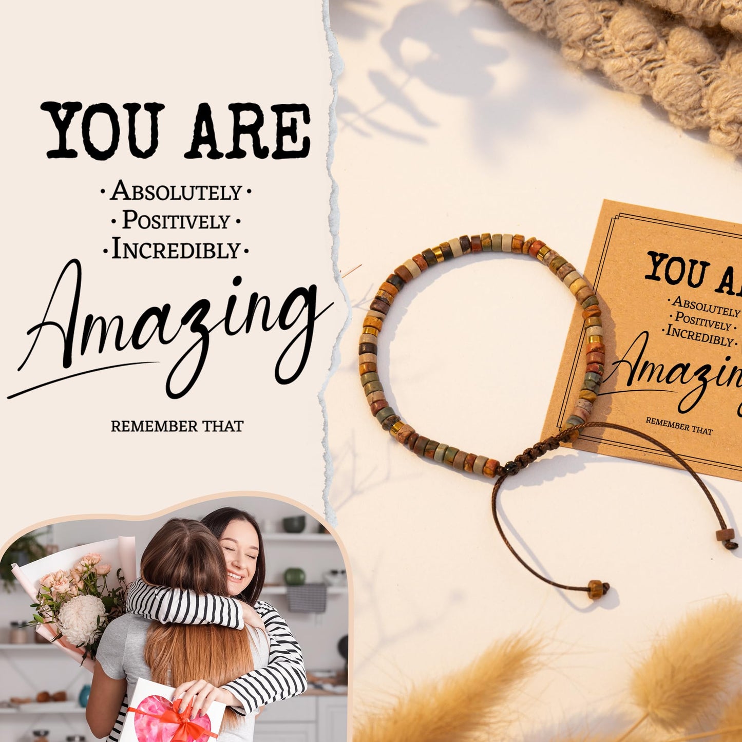 ZOKCC Encouragement Bracelet Gifts for Women - Healing Natural Stone Bracelet - Inspirational Gifts for Women Sister Bestie Friends