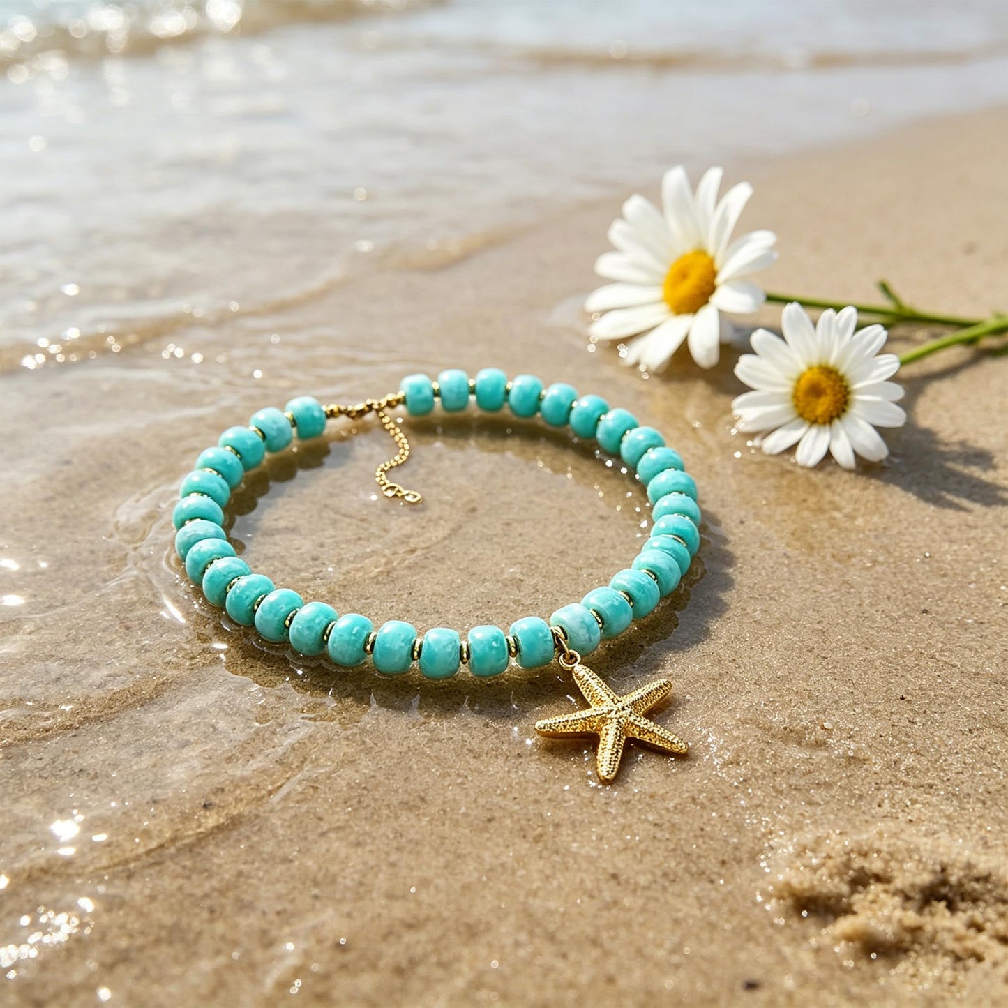 ZXYMHL Chunky Beaded Starfish Shell Necklace Colorful Boho Beach Chain Choke Necklace for Women Summer Trendy Vacation Jewelry Gift (blue starfish)