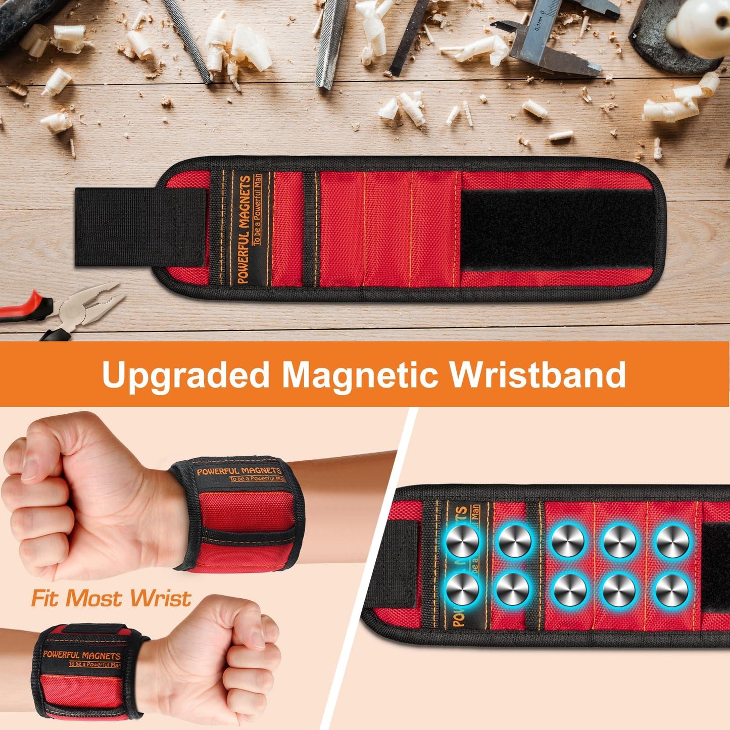 Stocking Stuffers for Men Women Gifts Magnetic Wristband: Men Gifts Tool Belt Magnet Wrist for Holding Screws Christmas Gadget for Dad Adults Him Husband Who Have Everything Wants Nothing (2 Pack)