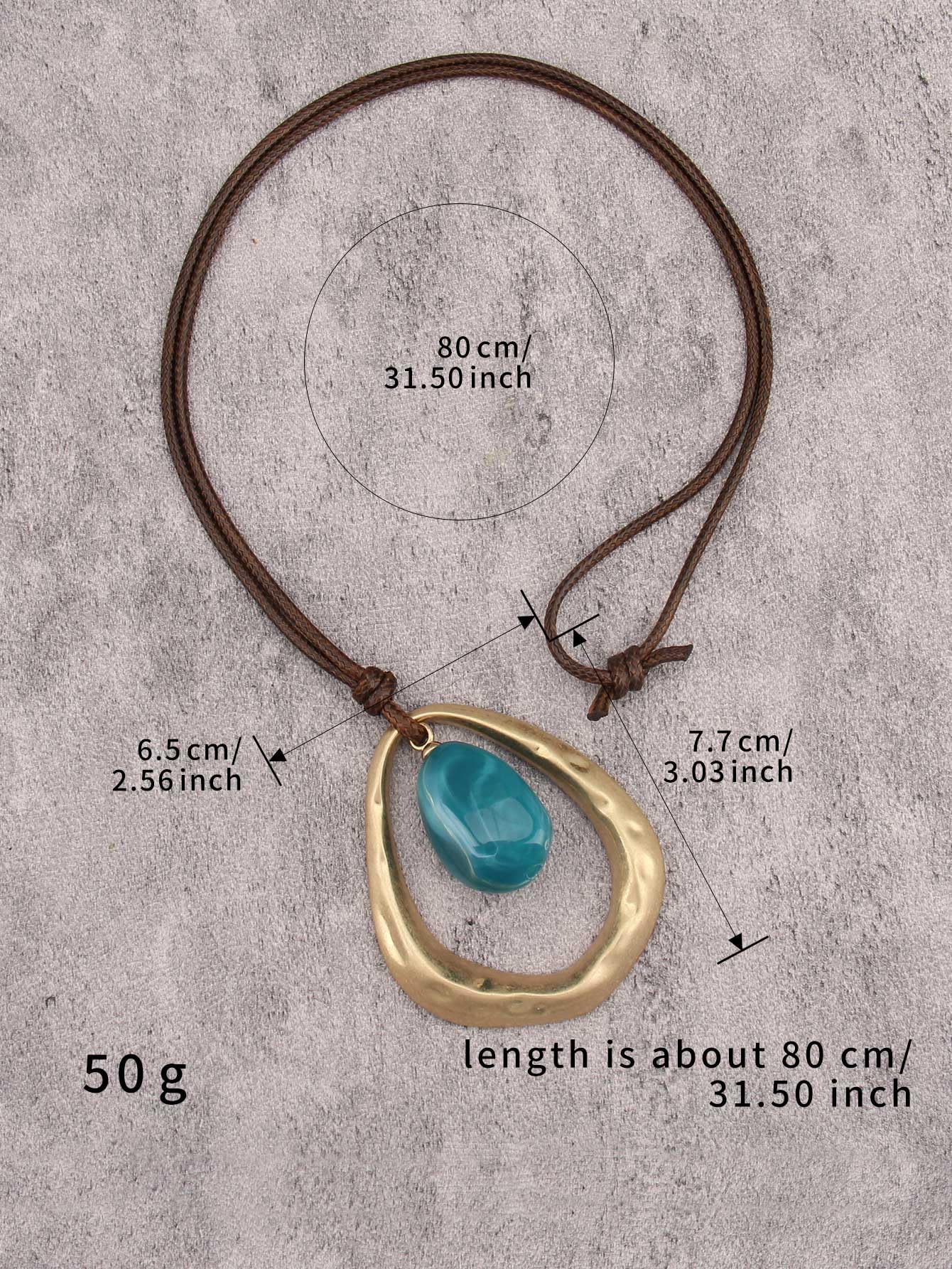 joymiao Chunky Pendant Necklace Women Boho Statement Vintage Necklace with Blue Resin Stone Gold Casual Hippie Bohemian Jewelry