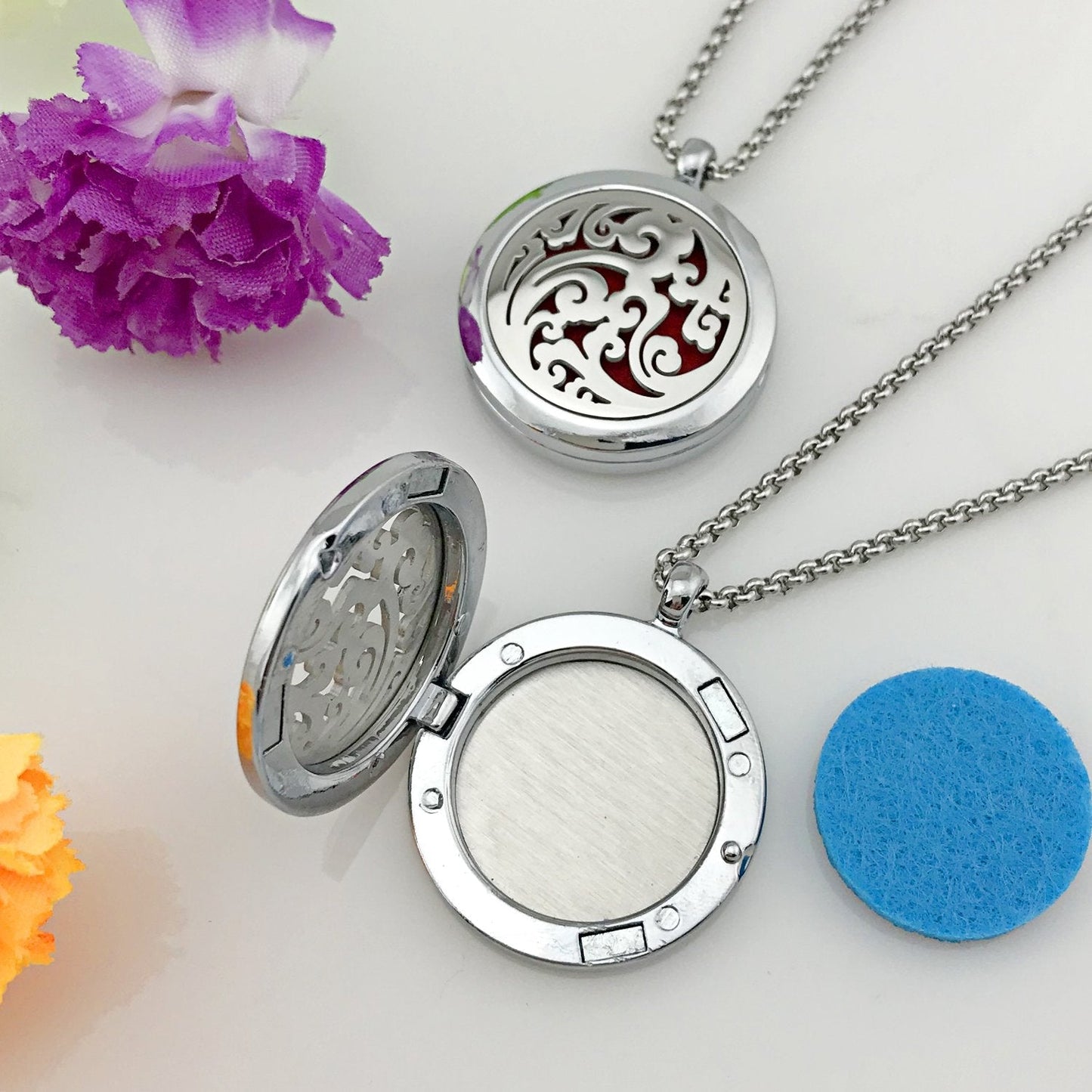 Essential Oil Necklace Diffuser Family Tree of Life Necklace Pendant Aromatherapy Locket Gifts (Sunflower)
