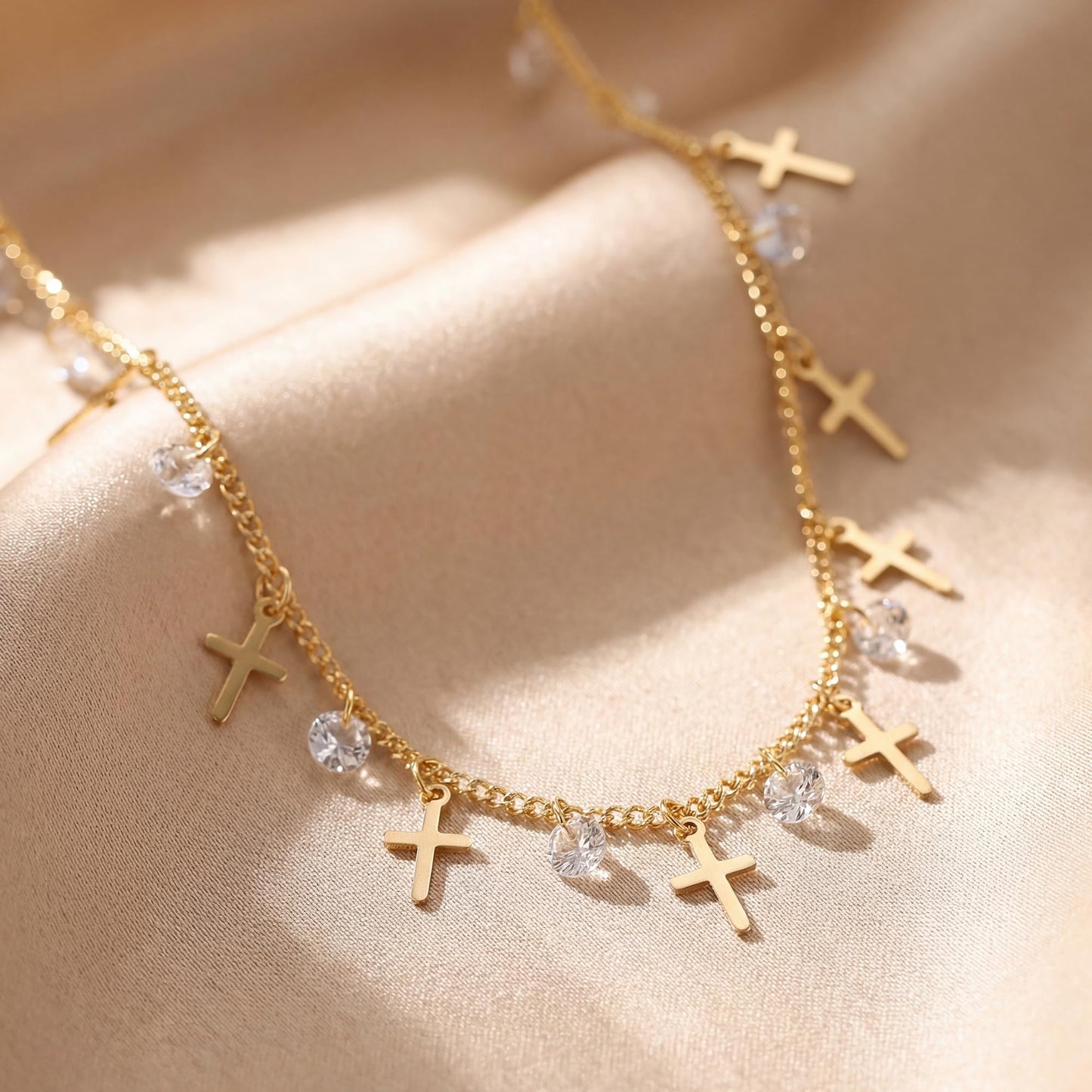 MYEARS Gold Cross Choker Necklaces for Women 14K Gold Plated Small Tiny Cross Charm Necklace CZ Necklaces for Women Trendy Christian Baptism Religious Faith Jewelry Gifts