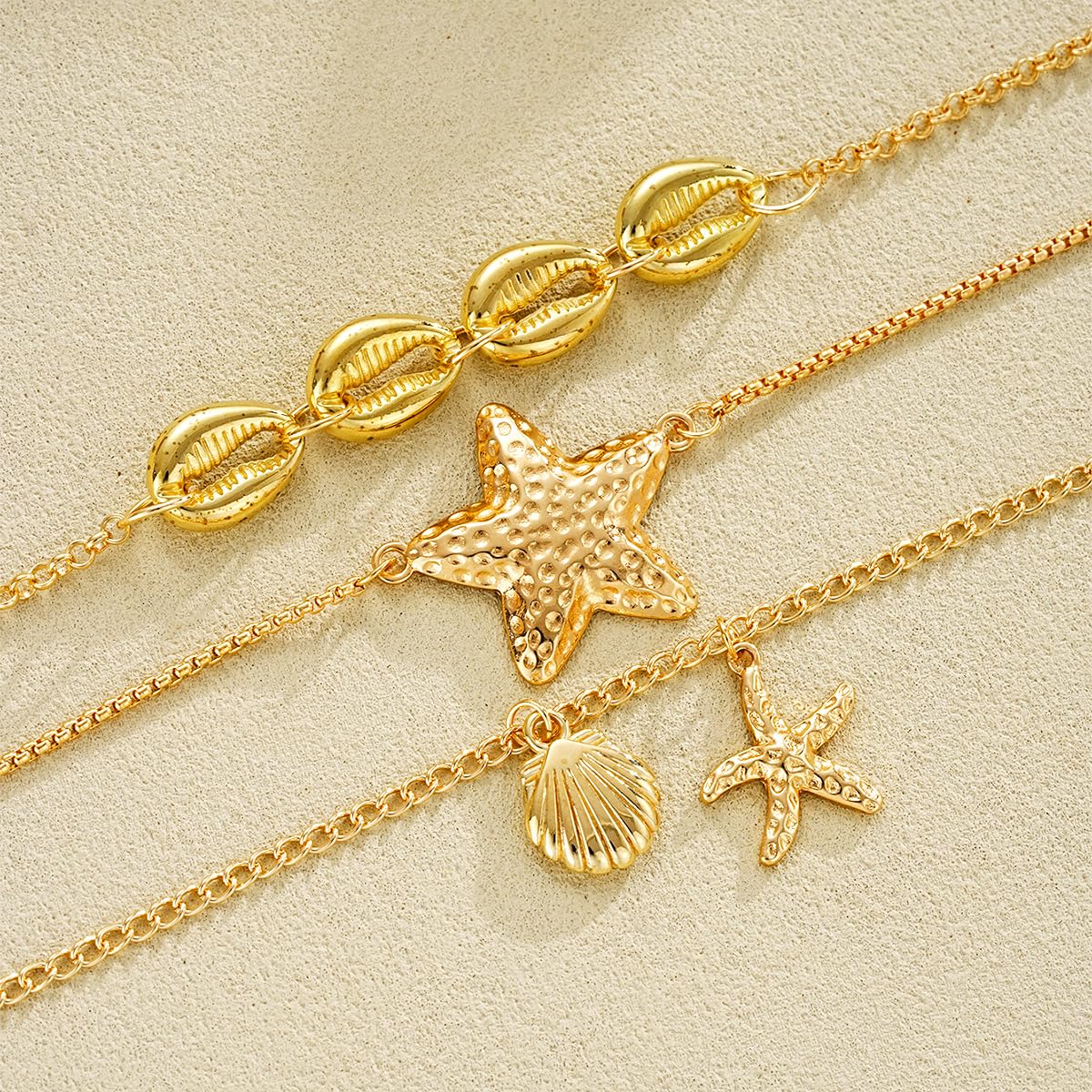GLRITY Gold Layered Necklaces for Women Stacked Starfish Necklaces Statement Starfish Mermaid Necklace Dainty Coastal Summer Beach Vacation Jewelry Gifts