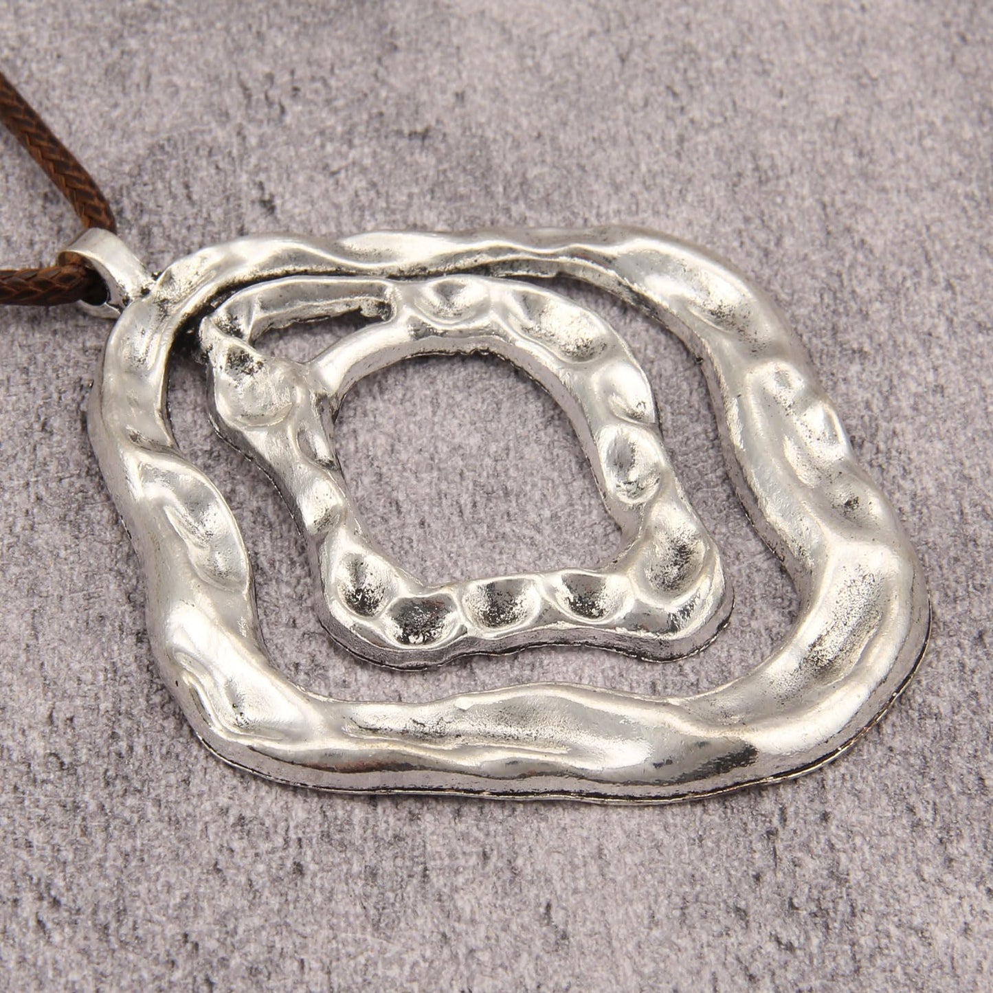 joymiao Long Boho Necklace for Women Vintage Chunky Statement Pendant Necklace with Silver Pendant Hippie Bohemian Jewelry