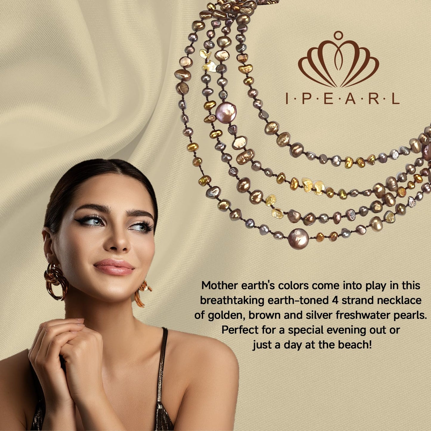 Elegant Multi-strand Baroque Pearl Necklace - Handcrafted Earth-Tone Jewelry with Unique Pearl Clasp Beaded Charms Baroque Necklace Luxury Jewelry Gift