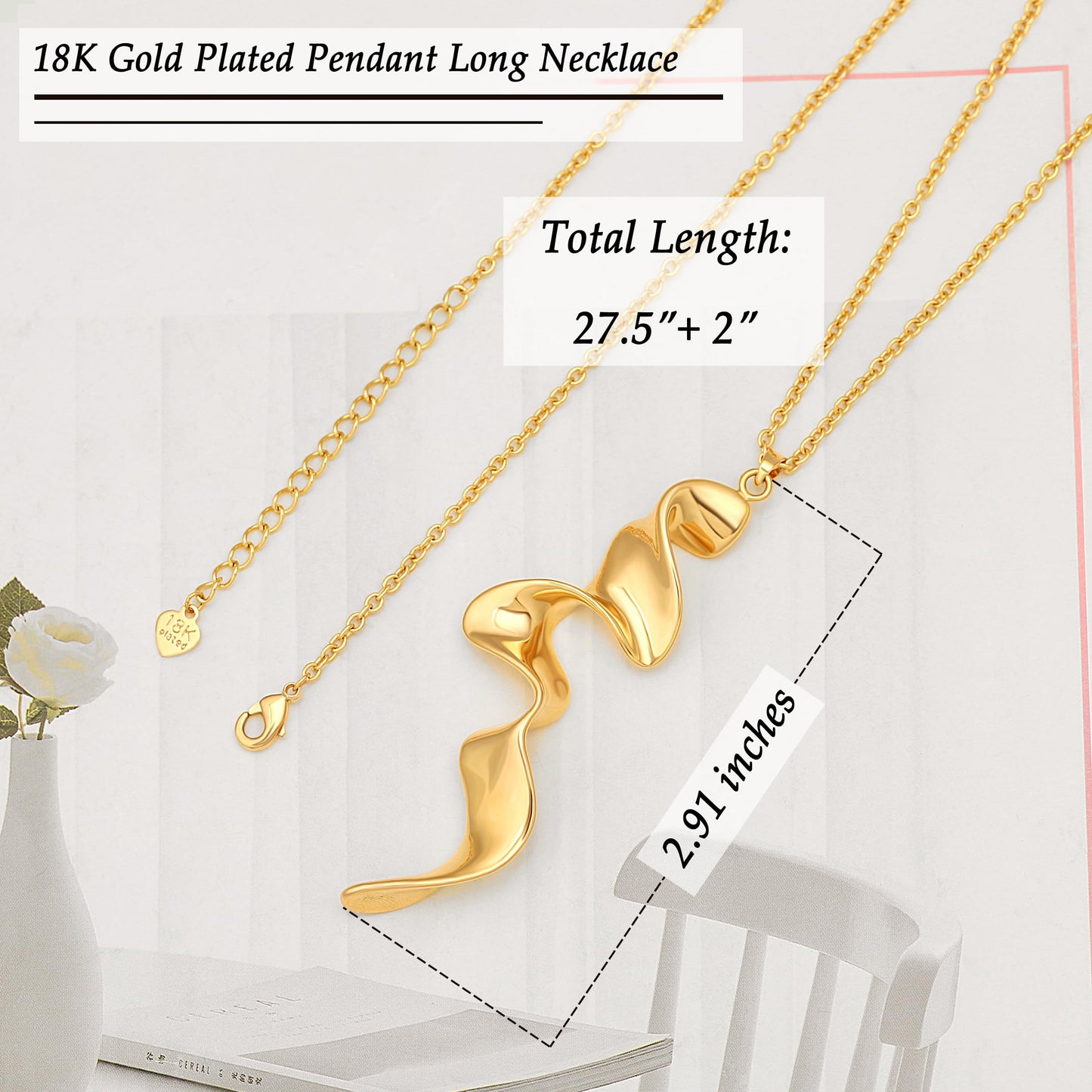 PERNNLA PEARL Dainty Gold Plated Chain Long Necklace for Women Trendy Personalized Leaf Pendant Necklace Fashion Stackable Necklaces