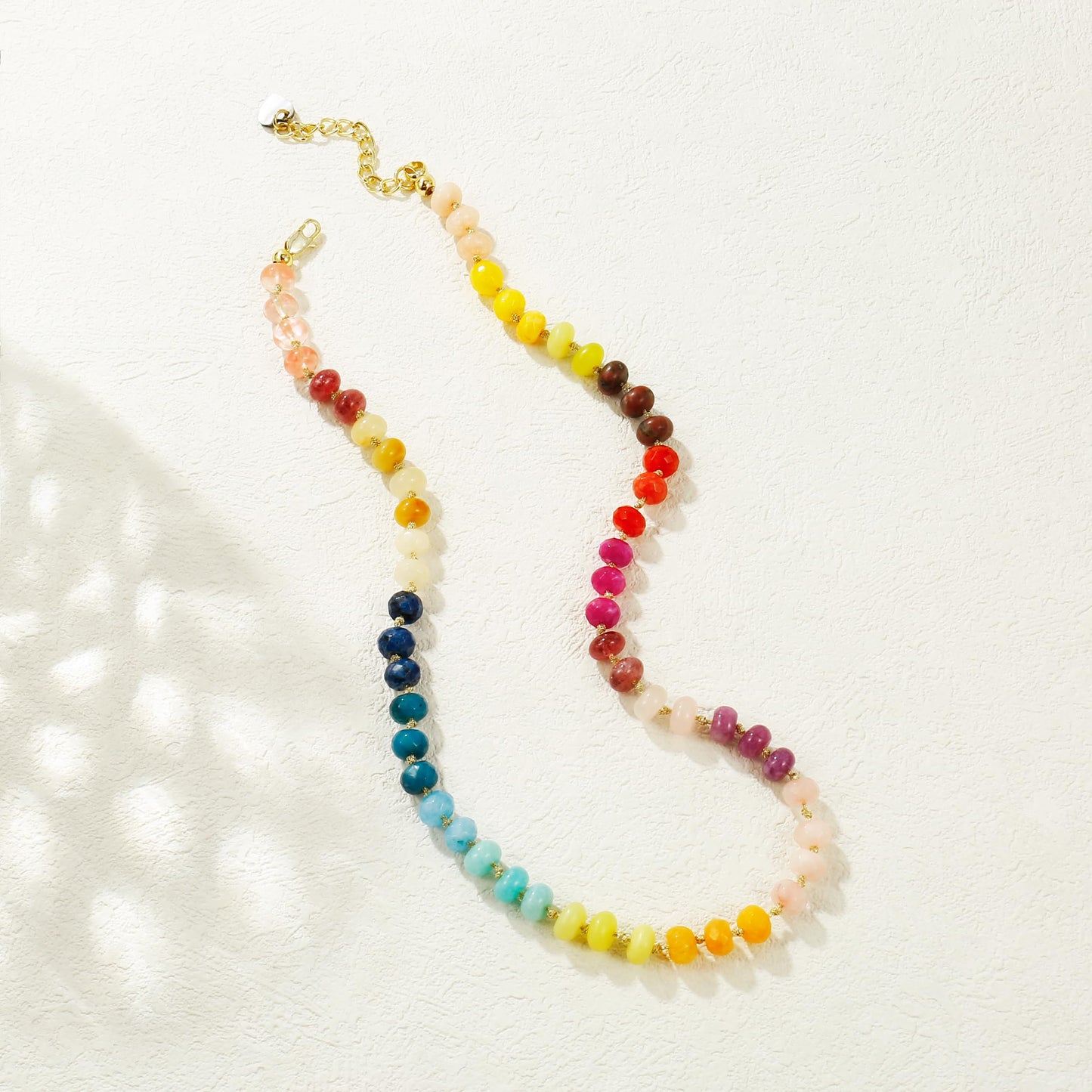 Gemstone Beaded Necklace for Women Colorful Natural Stone Freshwater Pearl Surfer Beach Rainbow Necklace Jewelry Gift (colorful -03)