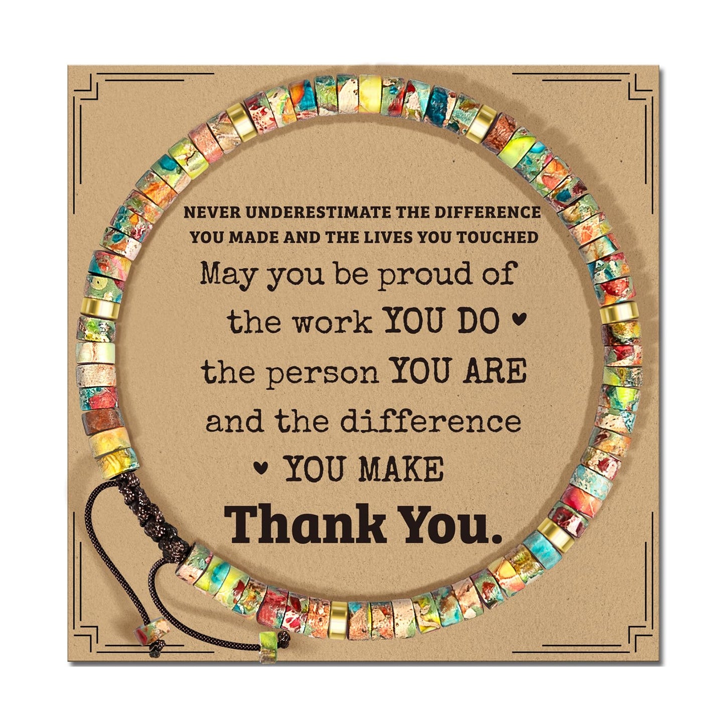 ZOKCC Thank You Gifts Bracelets for Women - Healing Natural Stone Bracelets - Inspirational Appreciation Thank You Gifts for Coworkers Teacher Boss Nurse Employee Friend Farewell
