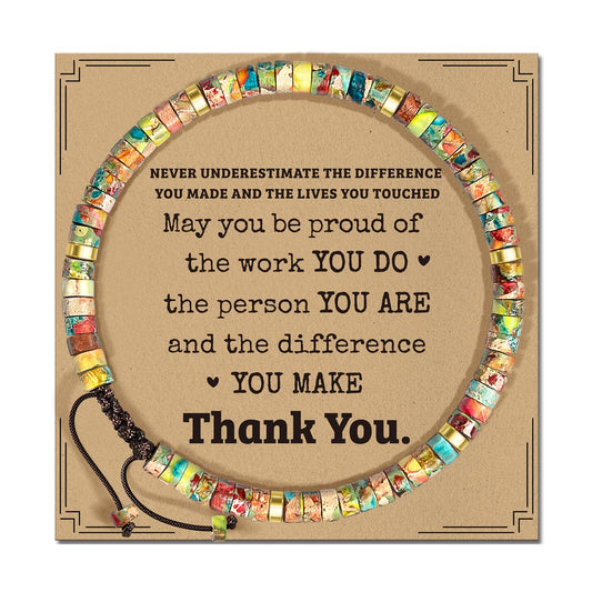 ZOKCC Thank You Gifts Bracelets for Women - Healing Natural Stone Bracelets - Inspirational Appreciation Thank You Gifts for Coworkers Teacher Boss Nurse Employee Friend Farewell