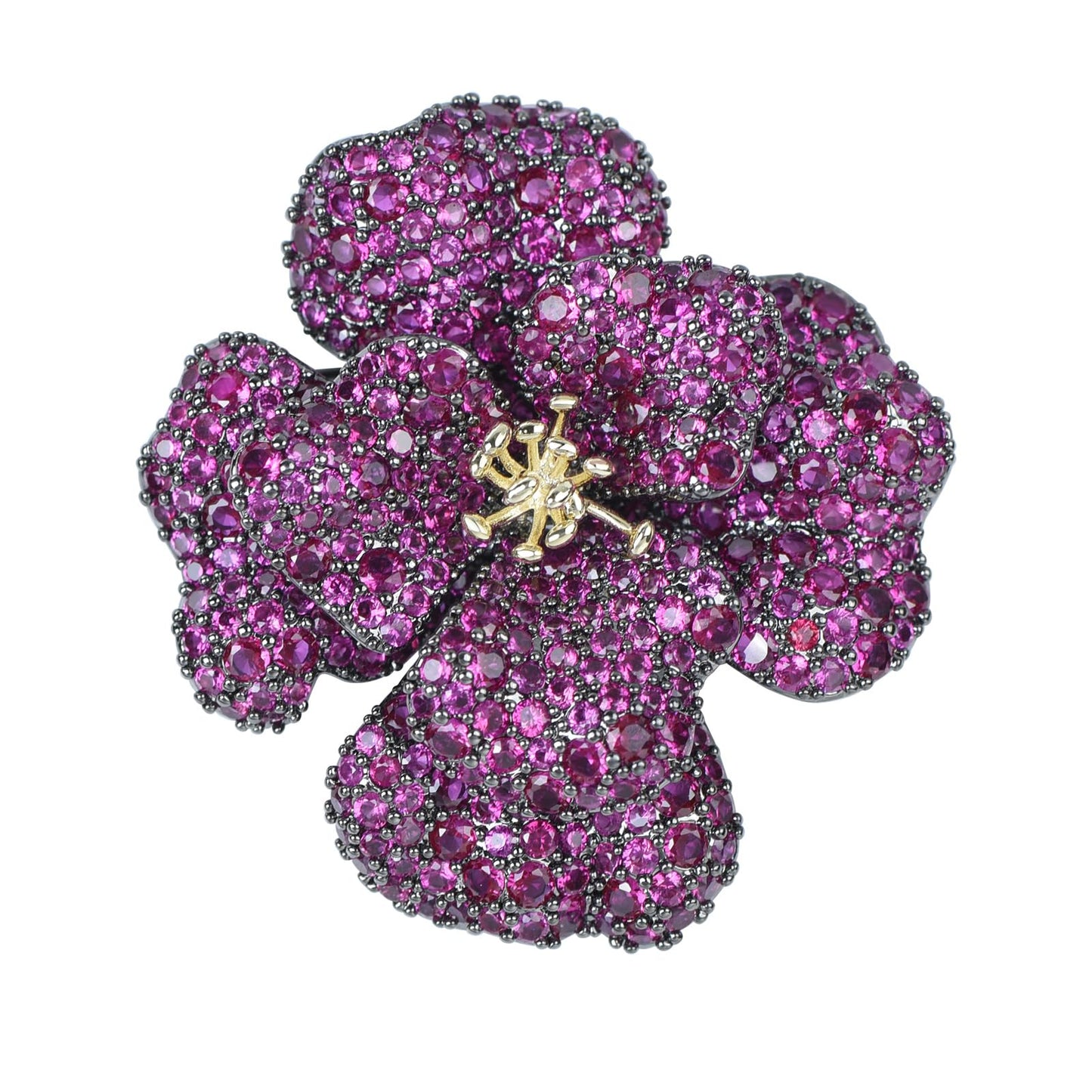 YYBONNIE Elegant Crystal Blooming Rose Flower Brooch Lapel Pin Breastpin for Women Birdal Cardigan Hat Scarf Suit Sweater Floral Pins (Violet Crystal Flower)