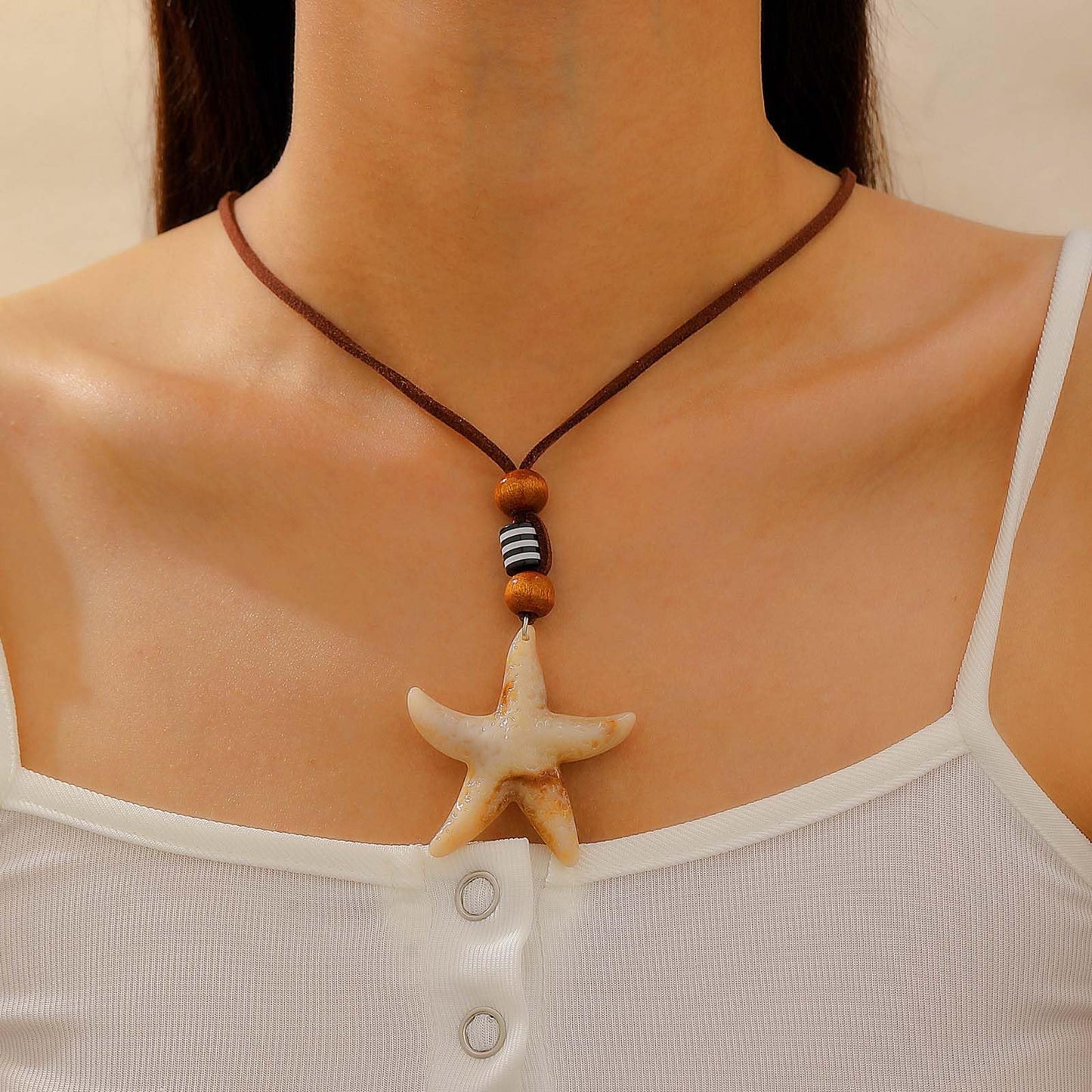 EDWTG Boho Starfish Necklace for Women Hawaiian Necklace Summer Bohemian Starfish Necklaces Ocean Beach Necklaces Accessory Jewelry (W)