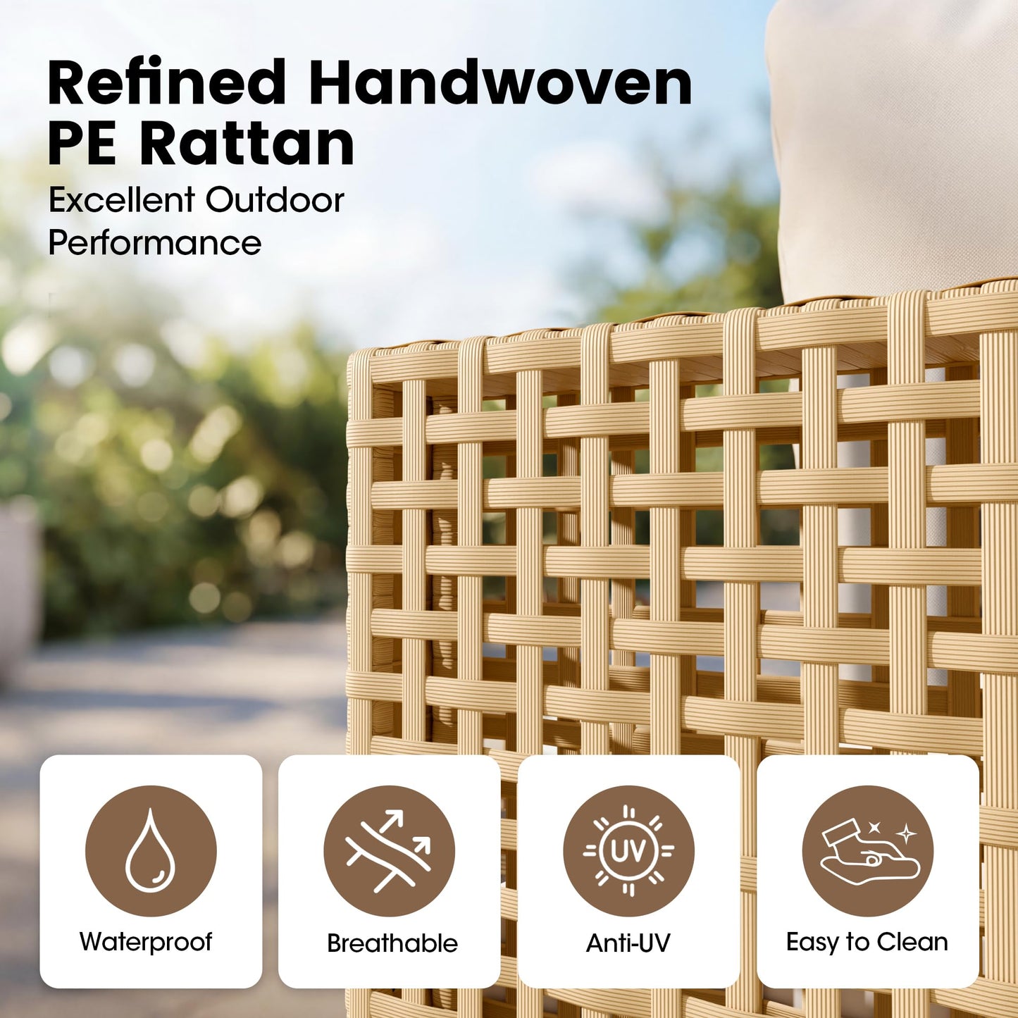 Devoko Patio Furniture Set,7 Pieces Outdoor Wicker Sectional Couch with Thick Cushions &Glass Tabletop, PE Rattan Backyard Conversation Sofa with Coffee Table for Deck, Porch