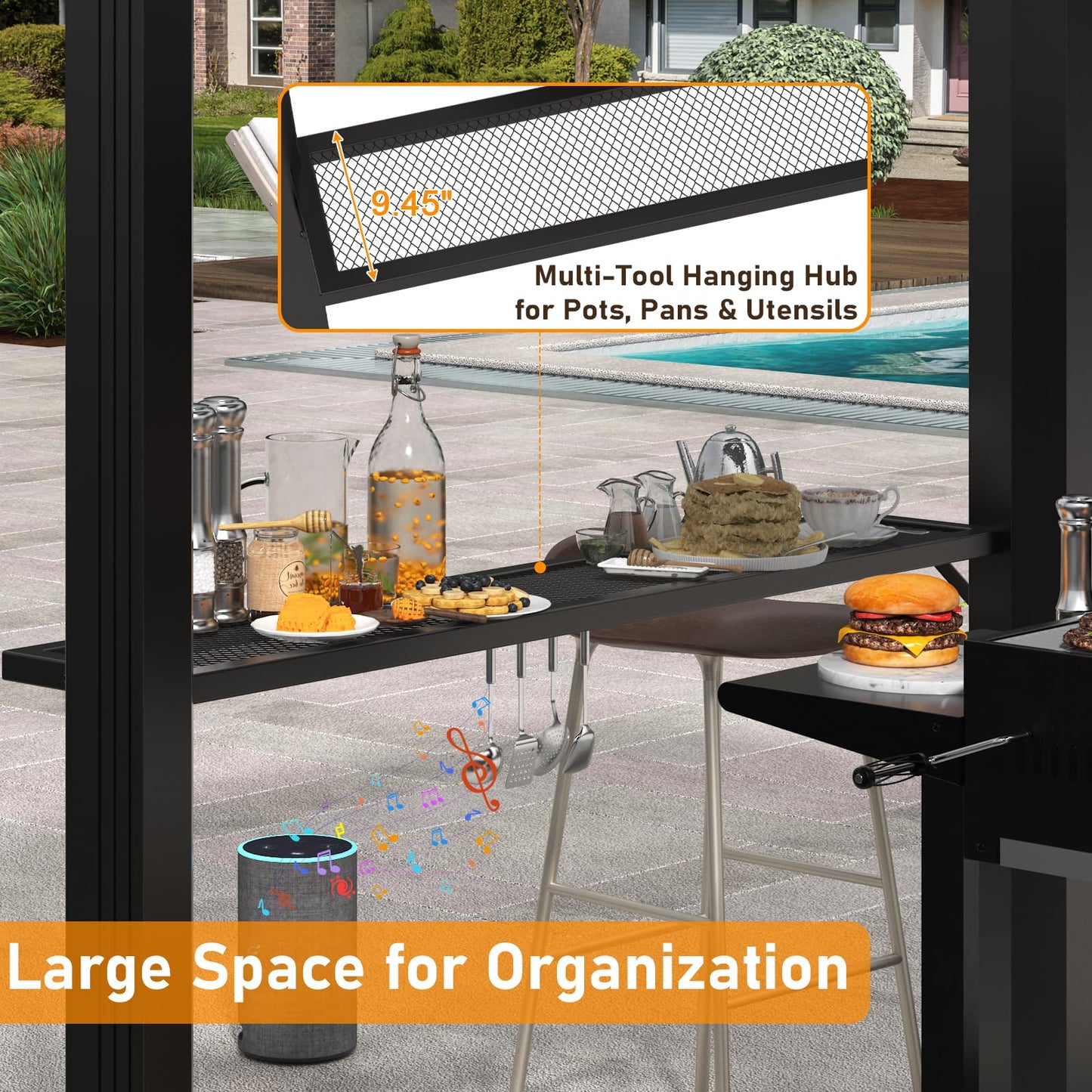 Hoteel Grill Gazebo 6x8FT Hartop Gazebo, Barbecue Gazebo with Galvanized Steel Double Roof, Outdoor Patio Aluminum Frame, 2 Side Shelves for Deck Lawn Backyard Garden and Party, Black(2026 Version)