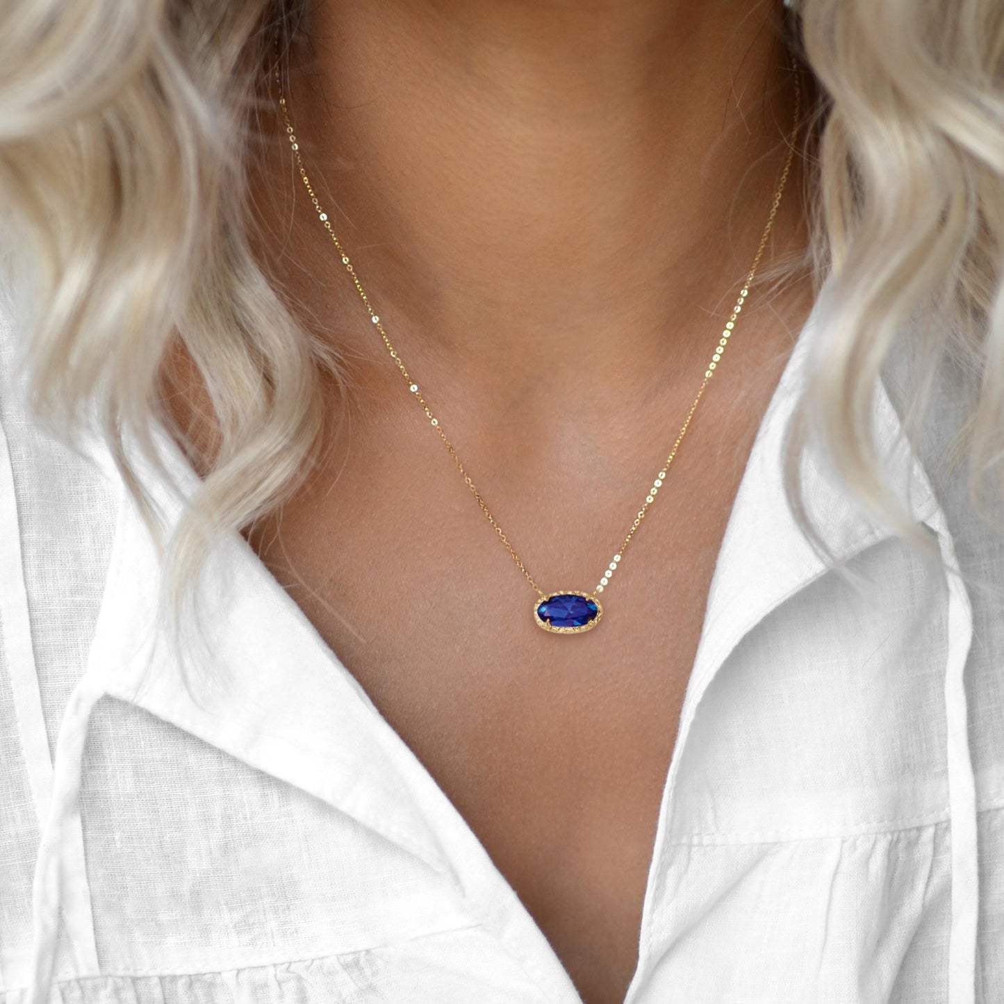TLY Gold Necklace for Women 14k Gold Plated Dainty Gemstone Pendant Necklace Red Rose Quartz Black Emerald Green Blue Prom Choker Necklace Birthday Wedding Bridesmaid Necklace Mothers Day Jewelry gifts