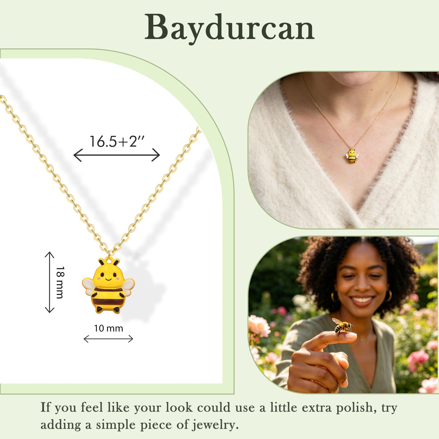 Baydurcan Bee Sister Necklace, Sisters Gifts from Sisters, Bumblebee Pendant Jewelry, Soul Sister Gift for Best Friend