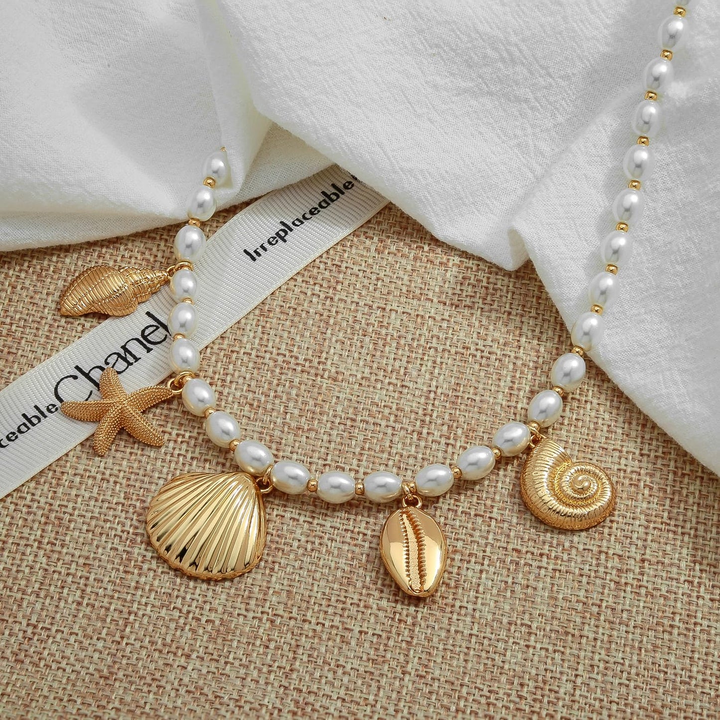 LILIE&WHITE Gold Seashell Necklace For Women With Conch Starfish Shell Charms Sea Jewelry Mermaid Accessories Gift