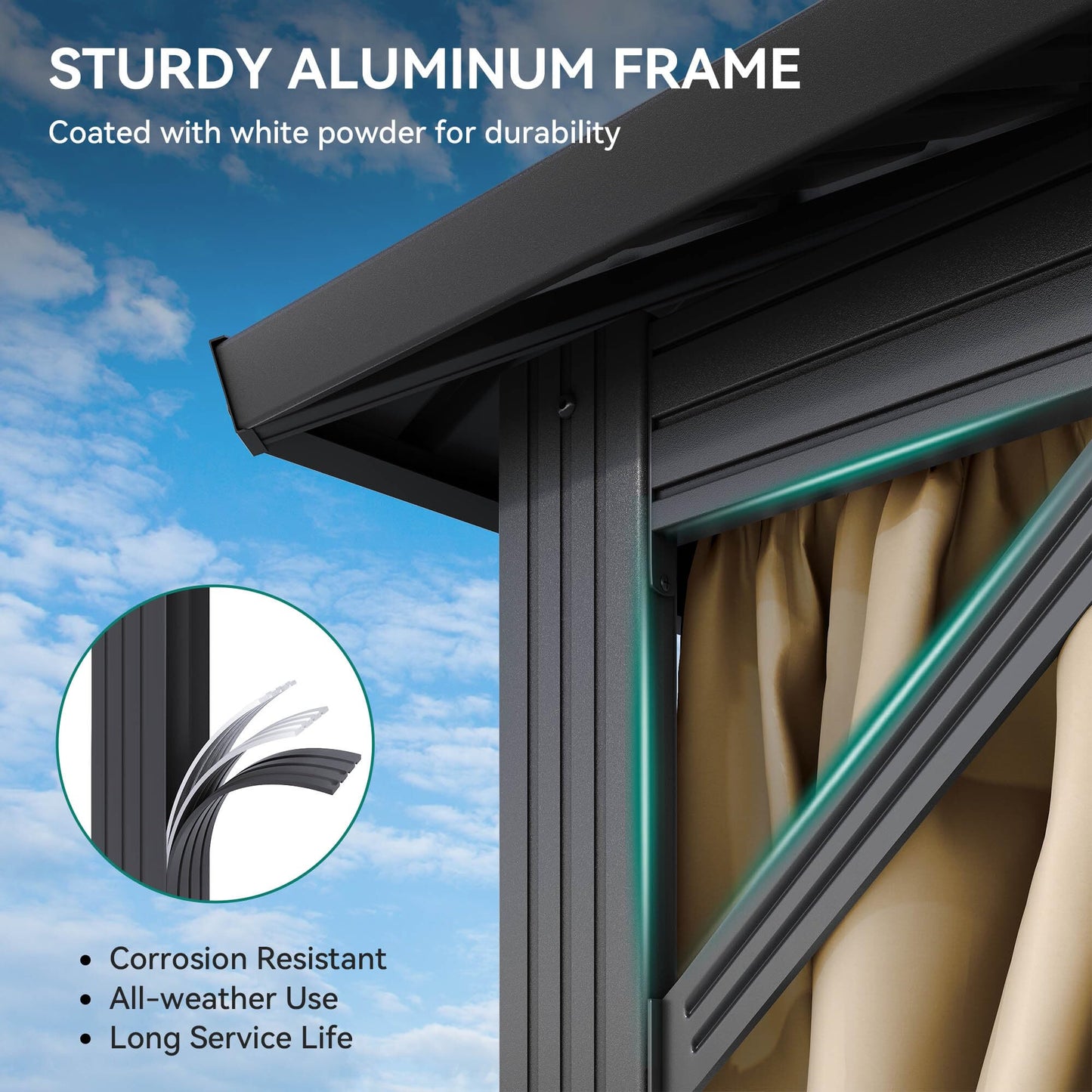 YITAHOME 12X18FT Meatl Hardtop Gazebo Metal Double Roof Canopy Galvanized Iron Aluminum Pillar Garden Tent Curtains Netting for Patios Backyards Decks Lawns