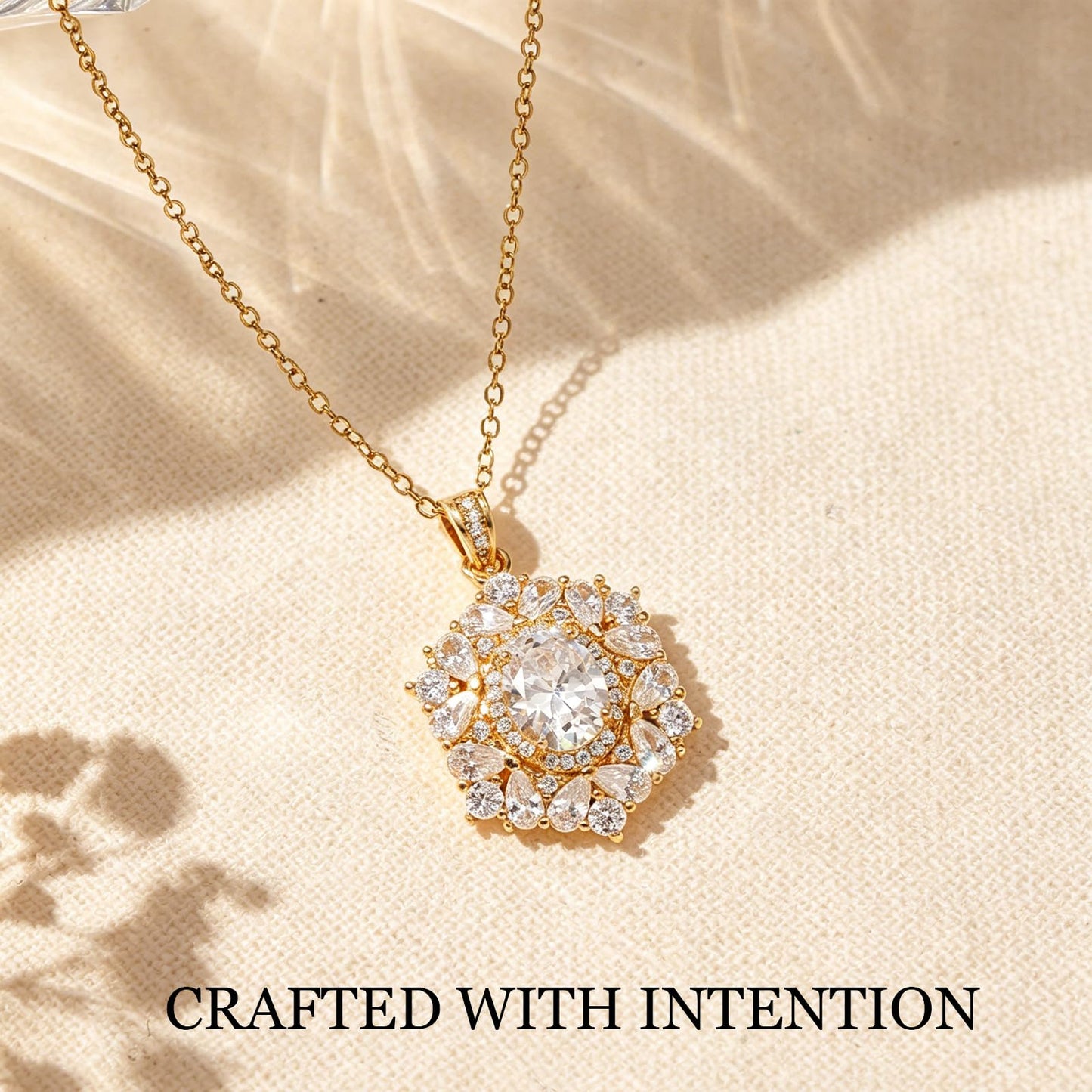 crataly Baroque April Birthstone Diamond Necklaces for Women-Gold Plated Diamond Pendant Maximalist Jewelry For Valentines Day Mother's Day Christmas Birthday Gifts