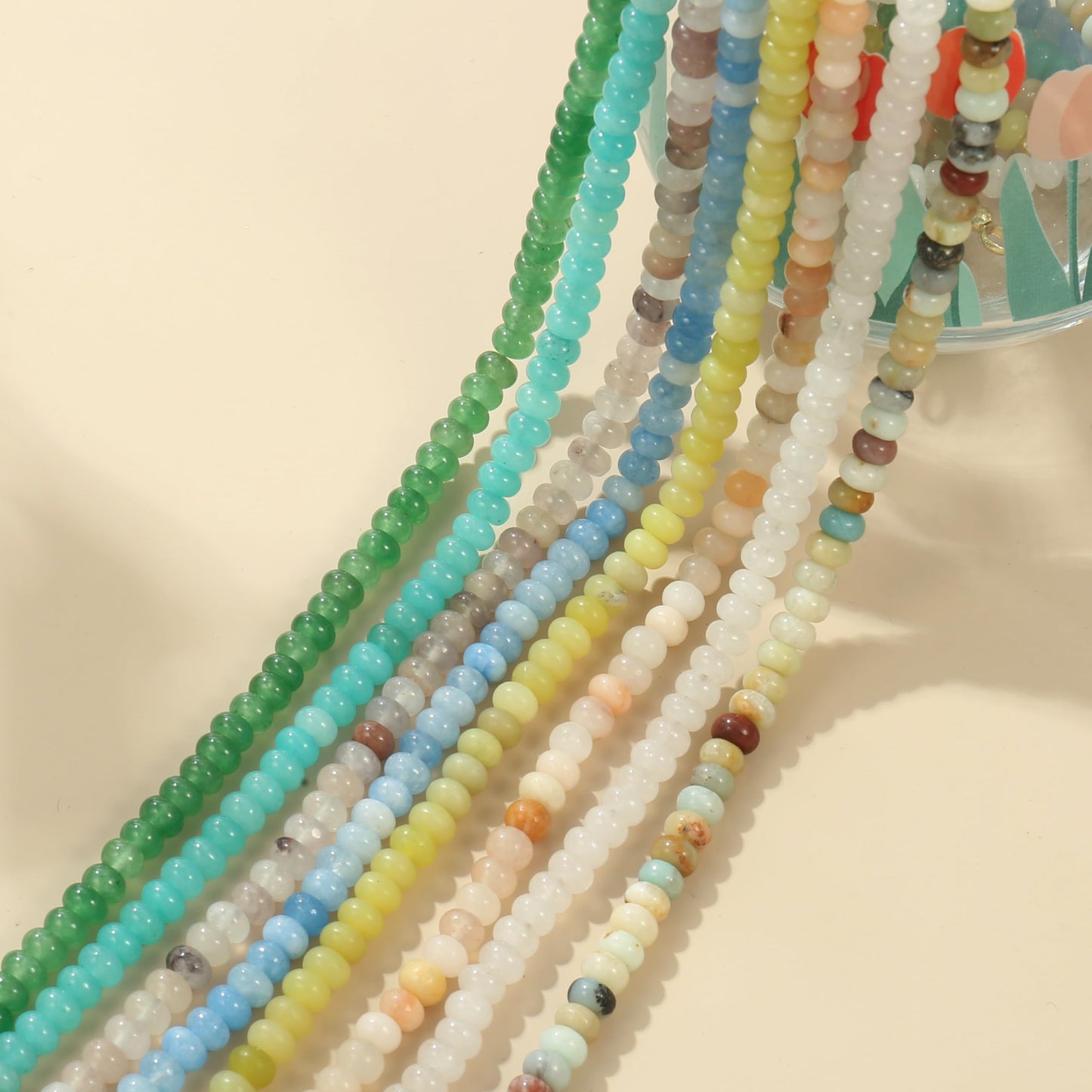 CONRAN KREMIX Beige Stone Beaded Necklace for Women,Natural Stone Bead Choker Necklaces Boho Summer Beach Necklace Gemstone Jewelry Gift for Women