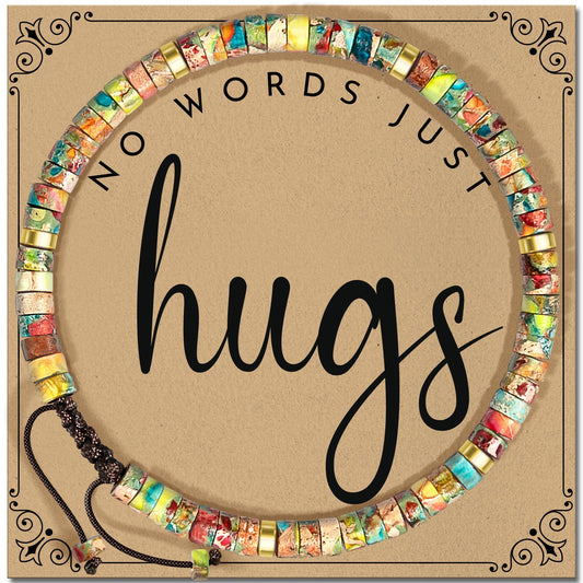 ZOKCC Cheer Up Gifts Bracelets for Women Healing Natural Stone Bracelets - Get Well Soon Inspirational Gifts for Women Friends Sister Friendship Bestie Coworker (E- HUG- KING STONE)