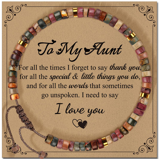 ZOKCC Aunt Gifts Bracelets for Women Healing Natural Stone Beads Bracelets - Inspirational Mothers Day Christmas Birthday Gifts for Aunt from Niece