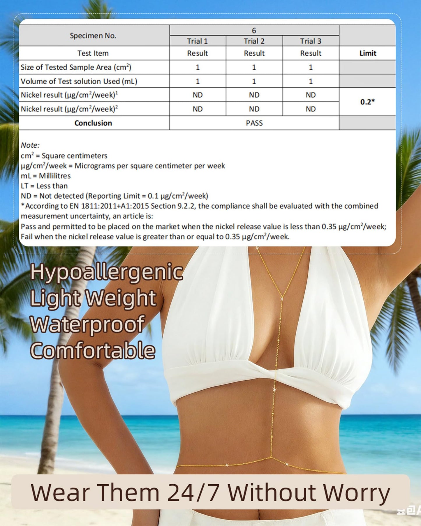 Gold Body Chain Jewelry for Women Fashion: Belly Waist Chain Bra Waterproof for Stomach Belt Hip Chest Beach Bikini Plus Size Hypoallergenic Surgical Stainless Steel 18K Gold - Beaded