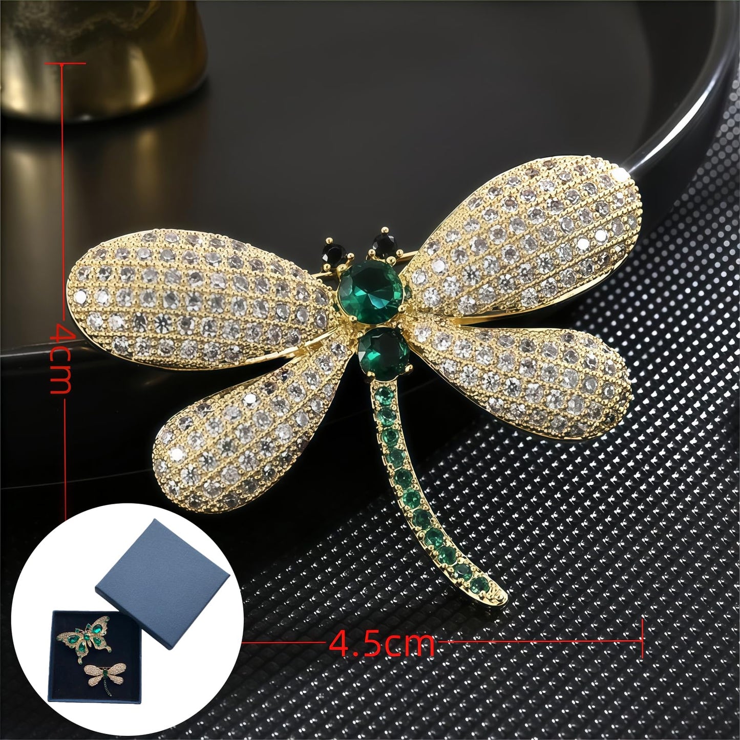 Yaximhozz 2pcs Rhinestone Brooch Pin for Women Dress Elegant Stylish Crystal Brooches Fashion Accessories Pins Lapel Boutonniere Ideas Wedding Christmas Birthday Jewelry Easter Gift dragonfly (18 White/Green Butterfly)