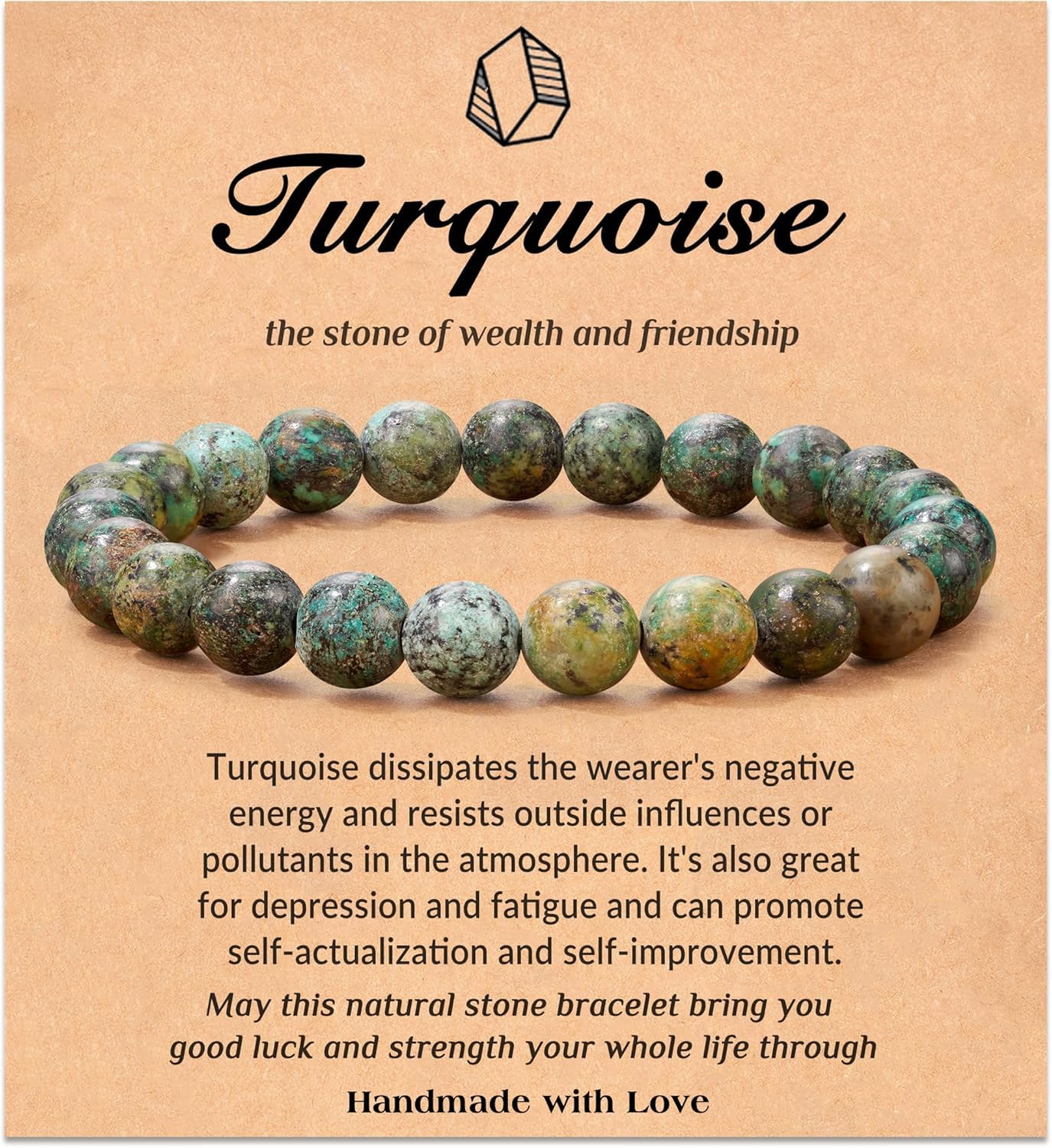 Seyaa Turquoise Jewelry for Women, Crystal Stone Stretch Round Bead Bracelets for Women Men, African Turquoise Valentines Gifts