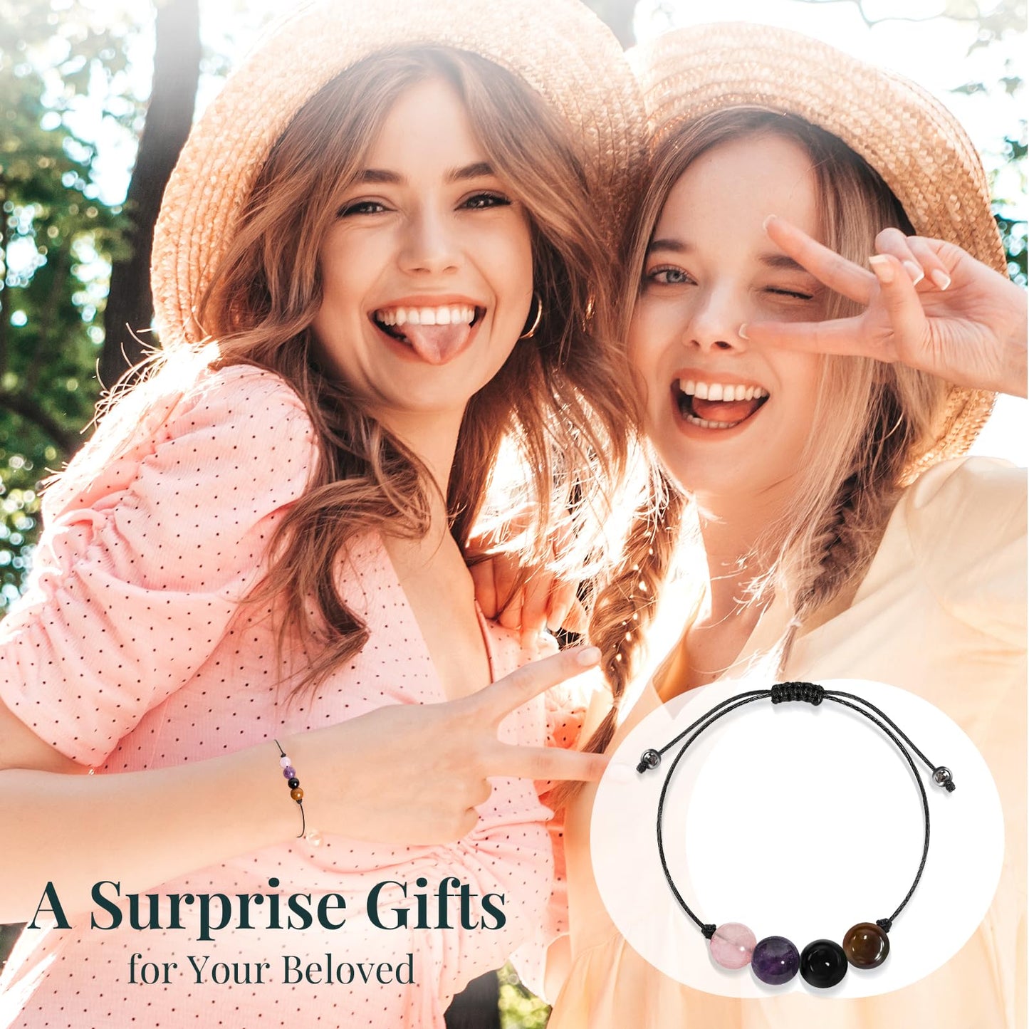 ZOKCC Crystal Healing Bracelets Gifts for Women: Mothers Day Gifts for Mom - Spiritual Natural Stone Empath Protection Bracelets Birthday Graduation Gifts for Friends Sister Mom Daughter