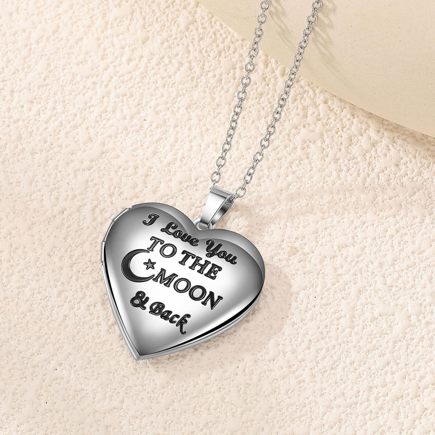 PHOCKSIN I Love You To The Moon And Back Lockets For Girlfriend Heart Locket Necklace That Holds Pictures Women's Lockets As Birthday Gifts