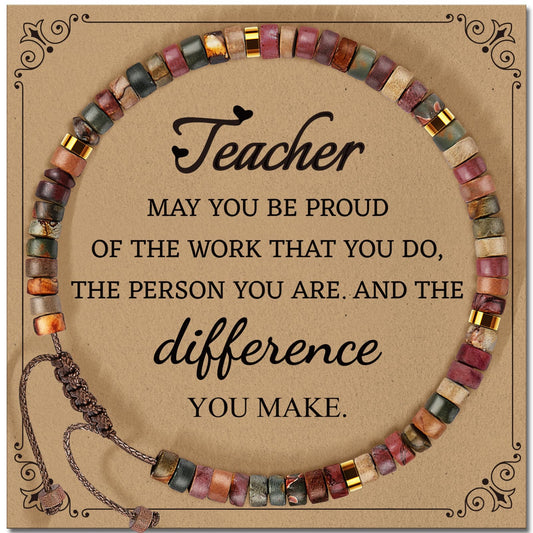 ZOKCC Teacher Appreciation Bracelet Gifts for Women: Healing Natural Stone Beads Bracelet for Women - Christmas Birthday Retirement Thanksgiving Teachers' Day Gift for Teacher from Student