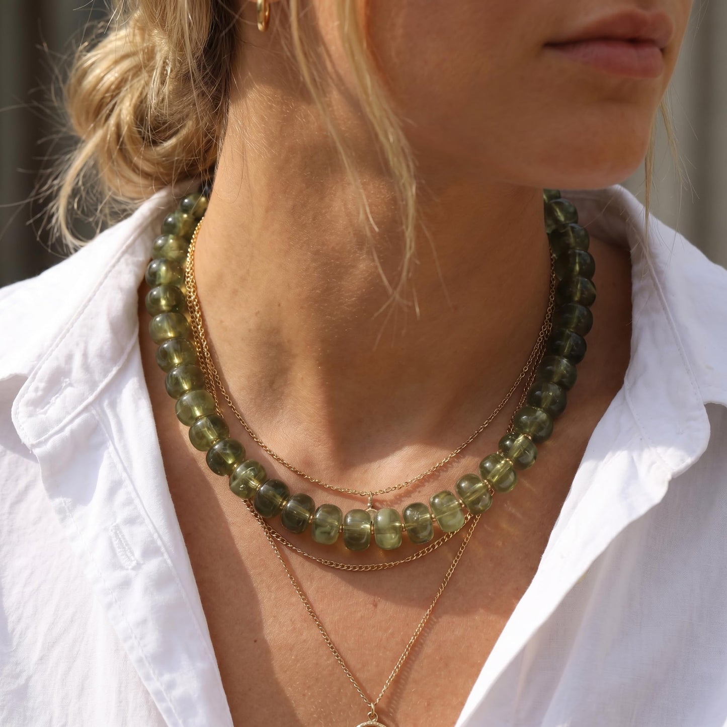 Badu Green Chunky Beaded Necklace for Women,Acrylic Bead Choker Statement Necklace Cute Trendy Necklaces Jewelry Gifts