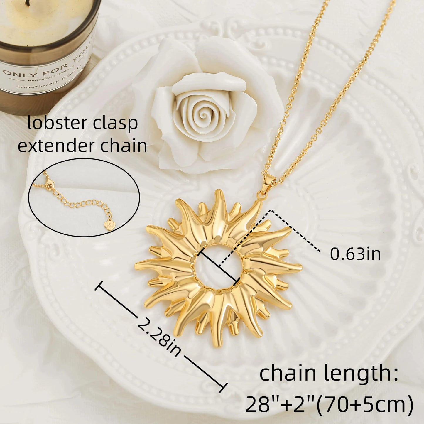 Dainty Sunflower Pendant Long Necklace for Women Trendy Radiant Charm Sweater Necklace Simple Gold Chain Nature Inspired Necklaces
