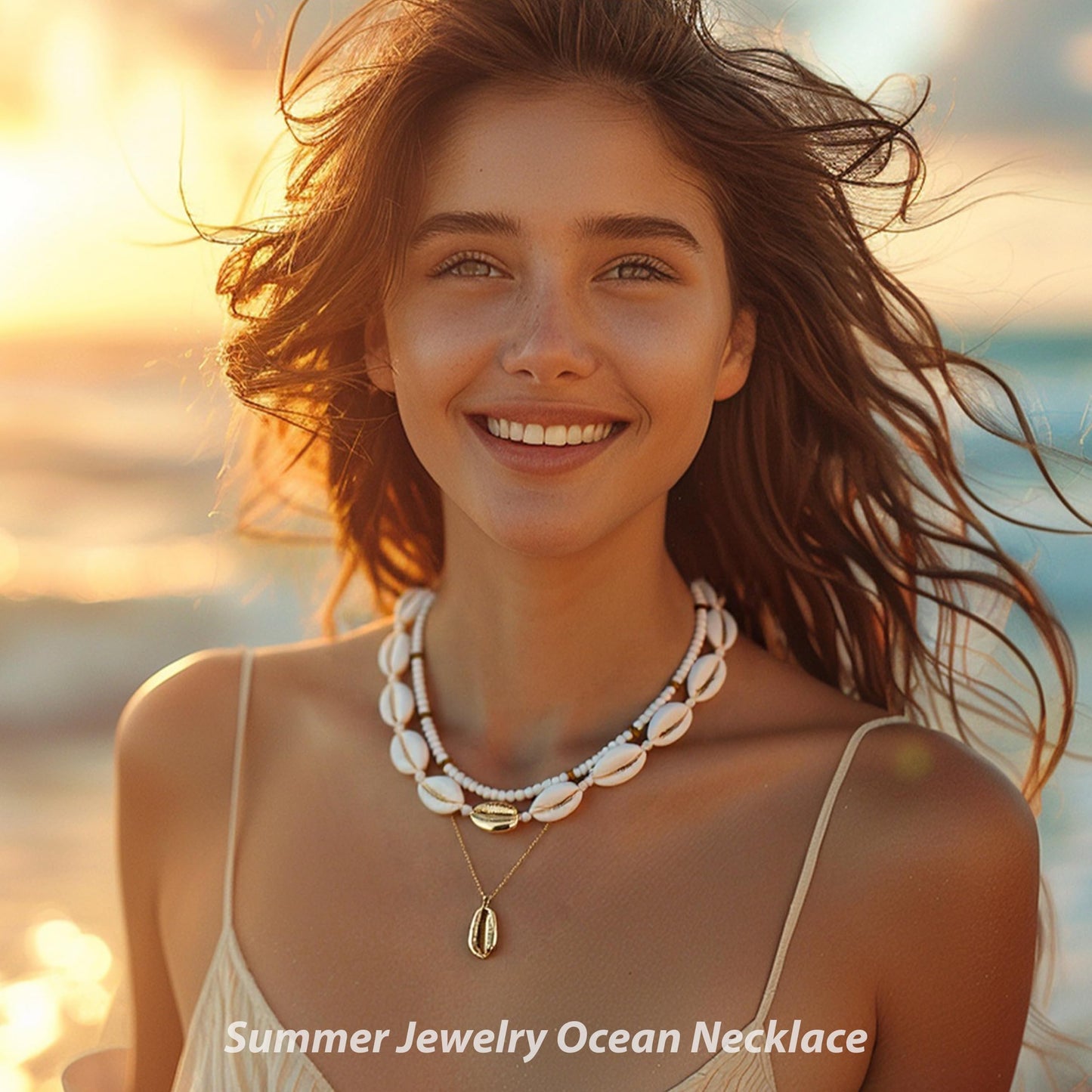 Your Always Charm Cowrie Shell Necklace for Women Puka Shell Necklace Beach Accessories Summer Vacation Outfits Layered Ocean Jewelry 2026