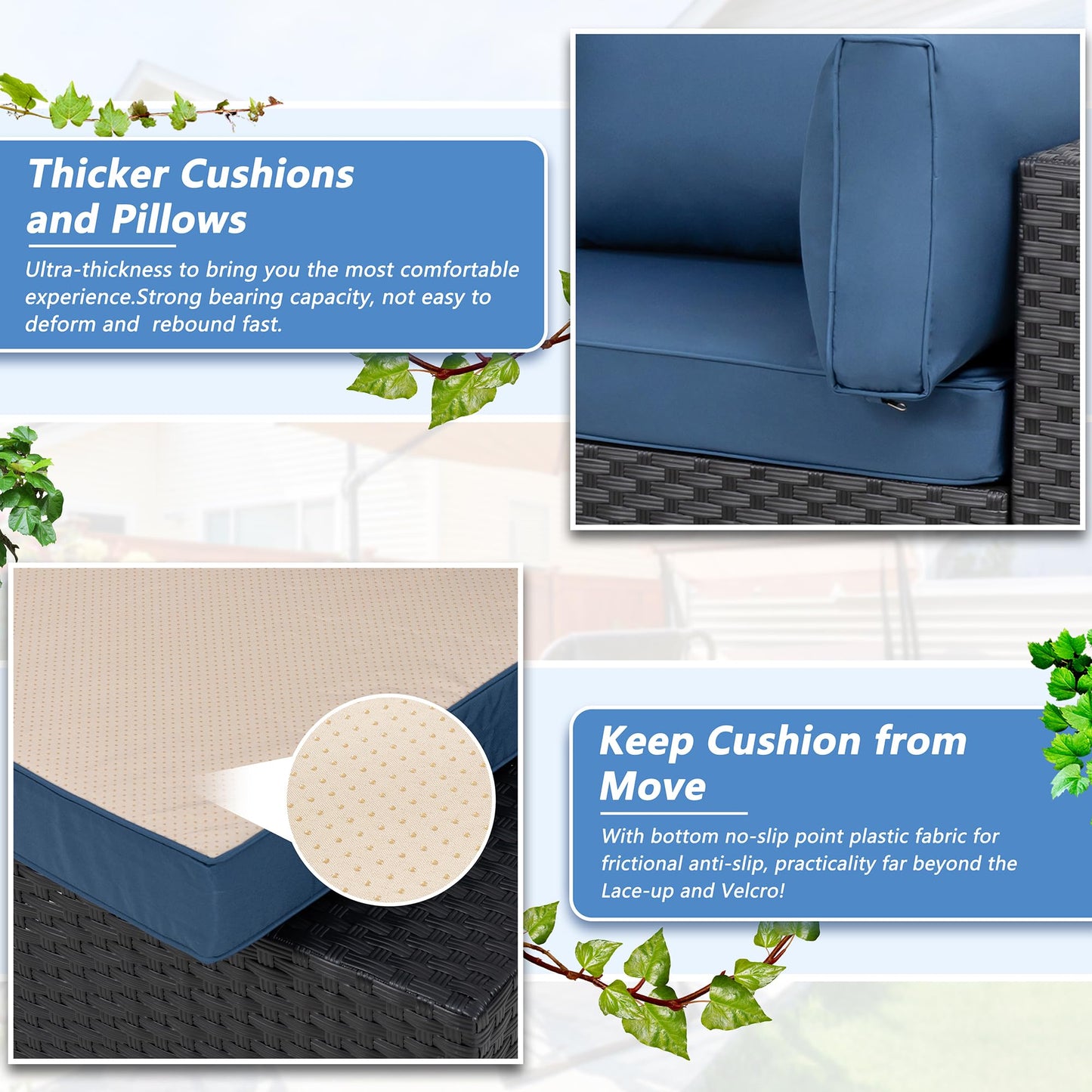 7 Pieces Outdoor Patio Sectional Sofa Couch, Wicker Furniture Patio Conversation Sets with Washable Cushions & Coffee Table for Garden, Poolside, Backyard