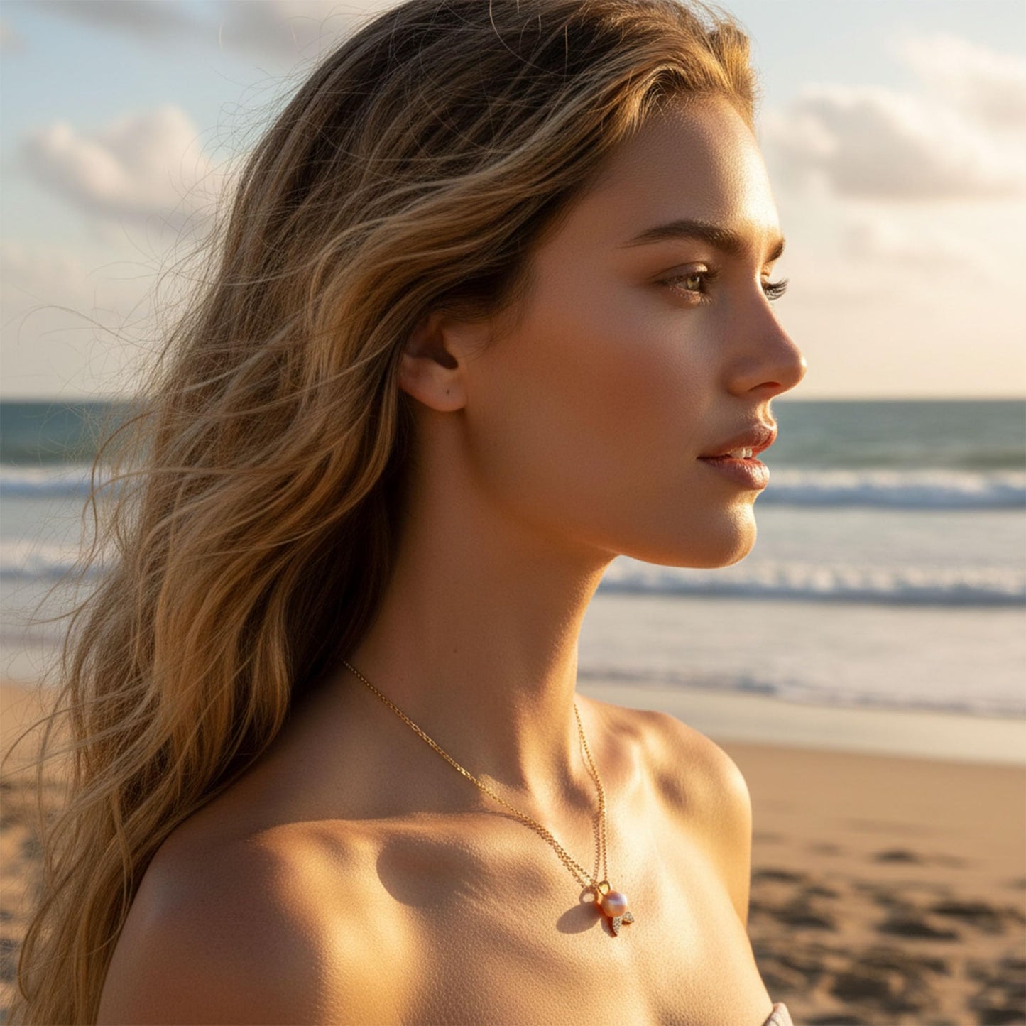 GLUBU Fish Necklace for Women Natural Pearl Necklace Mermaids Summer Beach Necklaces for Women Sea Jewelry Elegant Pearl Choker Necklaces for Women Summer Necklace Gift