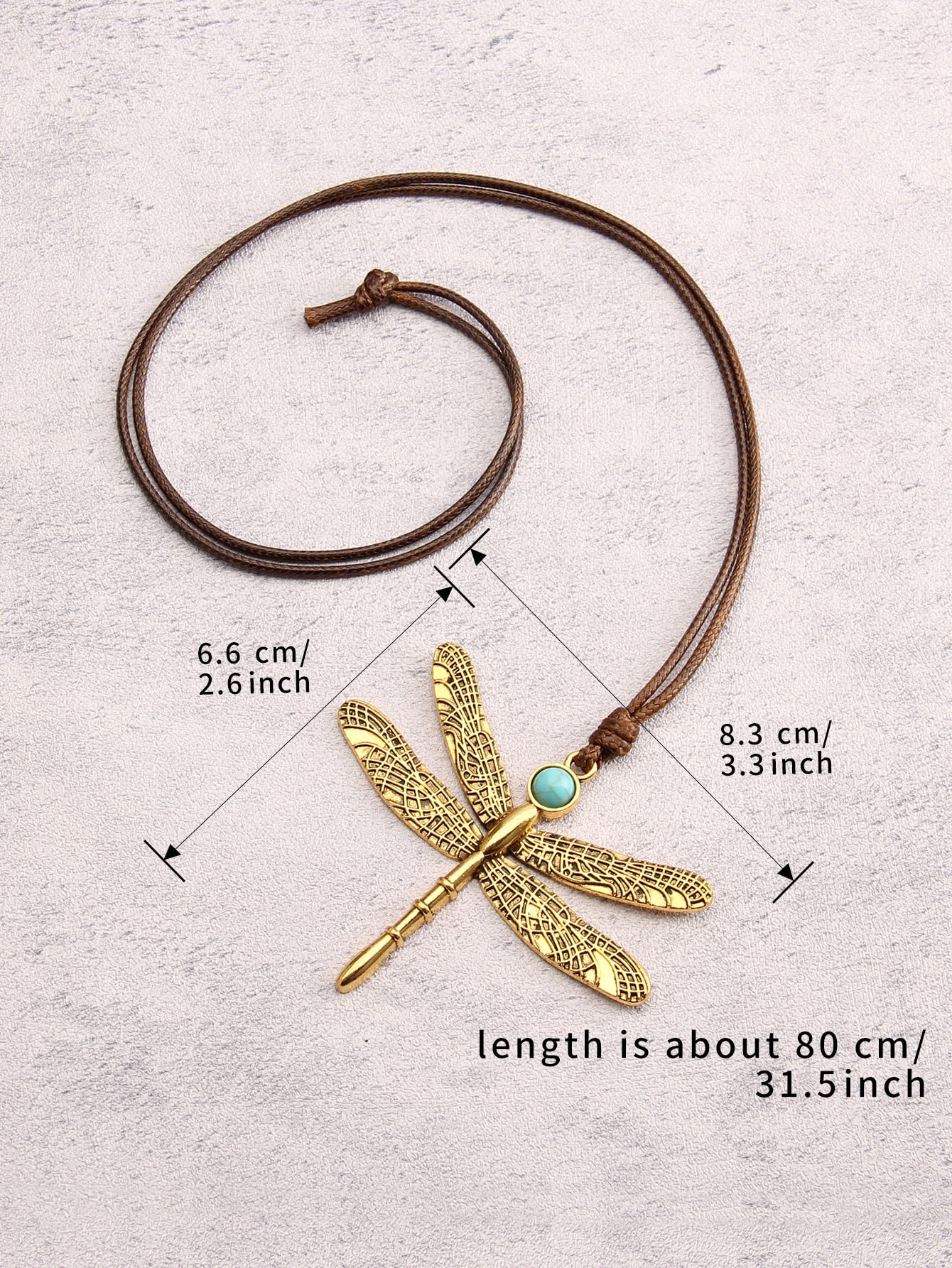 joymiao Dragonfly Necklace Gold Leather Necklace for Women Bohemian Necklace Turquoise Jewelry Cord Necklaces With Pendant Animal Necklaces for Girls
