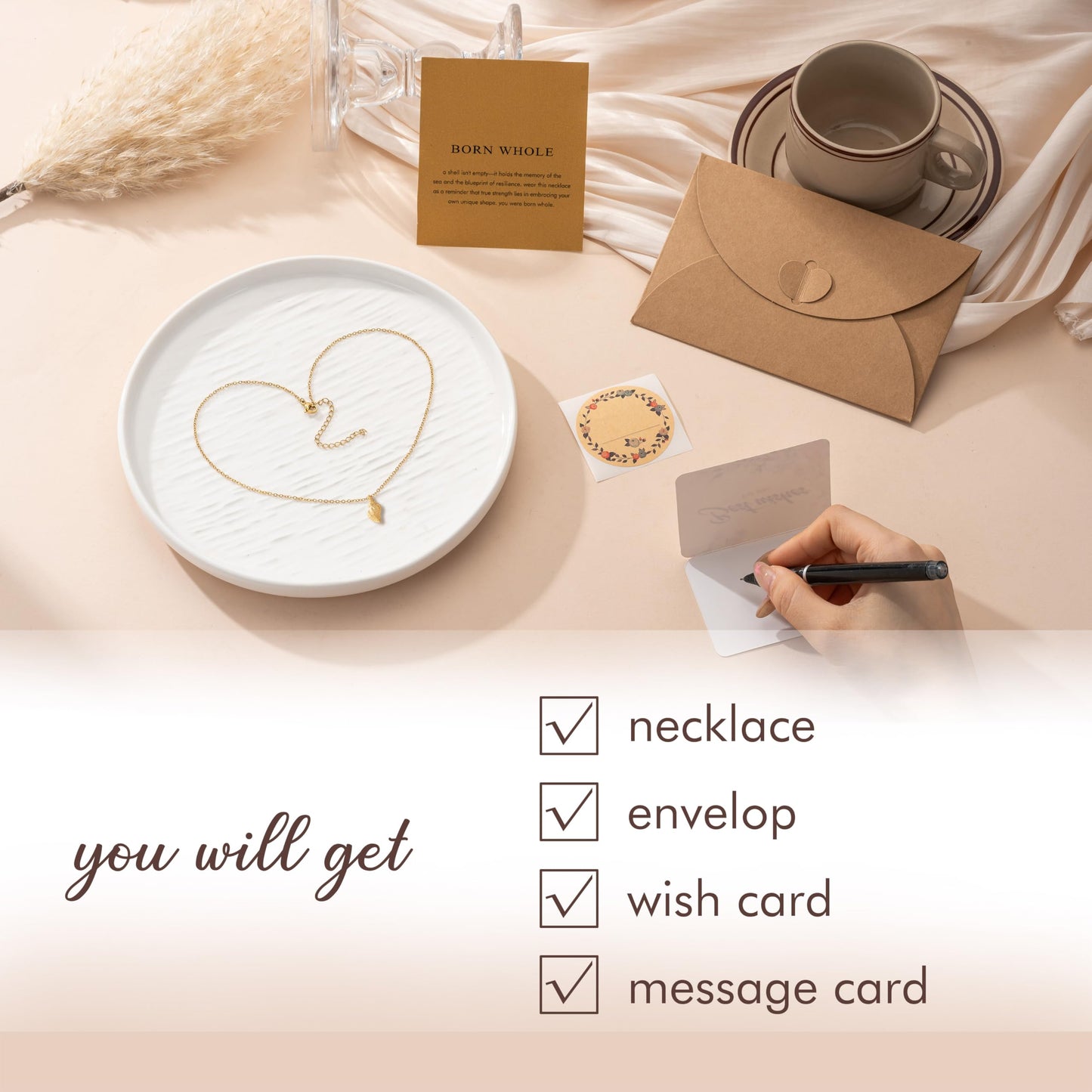 Baydurcan Gold Seashell Necklace Shell Necklaces for Women Gold Shell Necklace Encouragement Gifts for Women (Seashell)