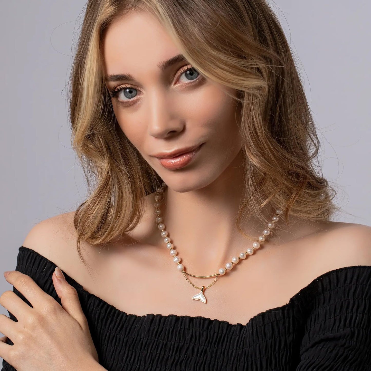 ONTHOLOGIE Gold Layered Pearl Necklace for Women - 18K Gold Vermeil Brass Chain with Natural Freshwater Cultured Genuine Pearls Necklace for Women and Girls, Genuine Pearl