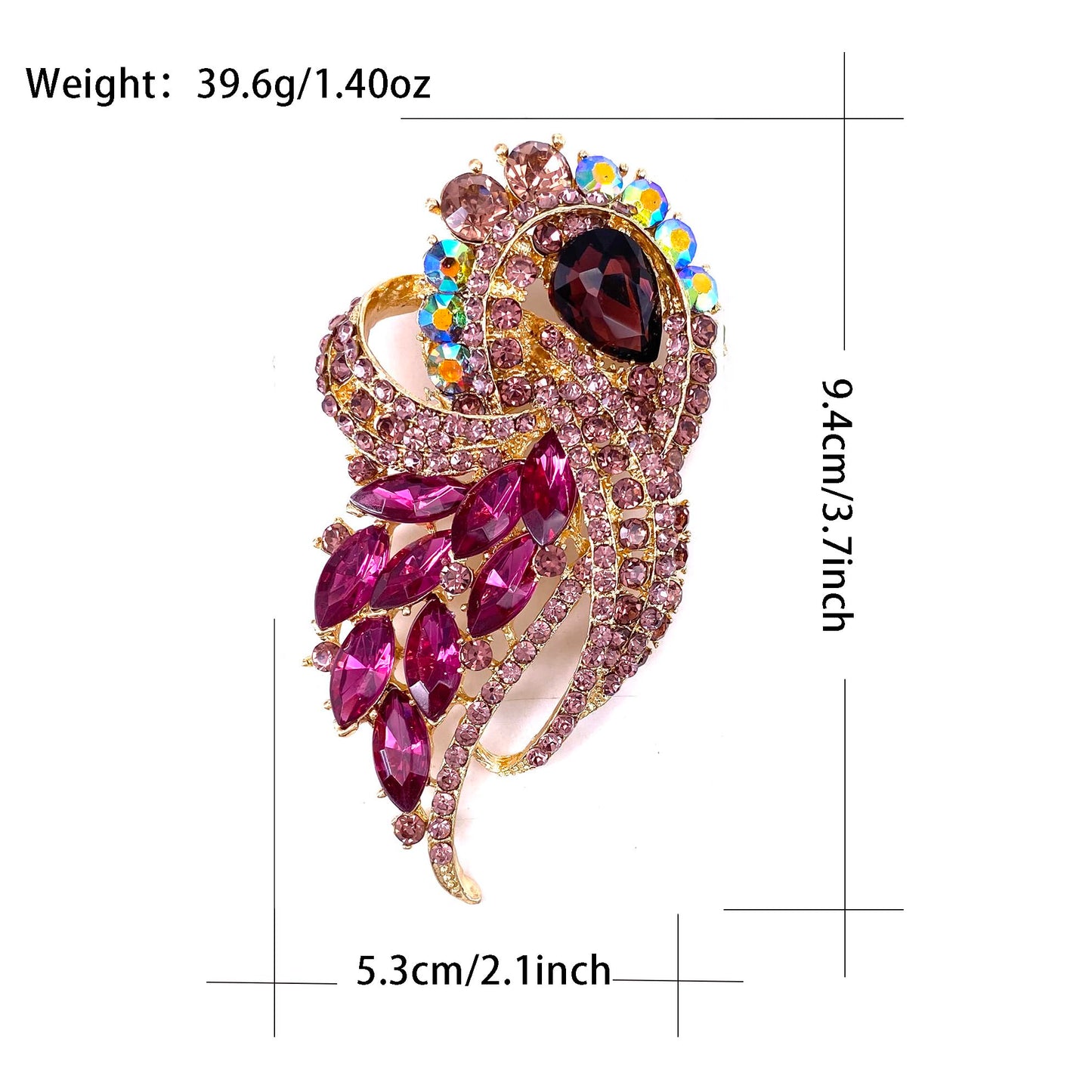 LAXPICOL Women's Vintage Purple Austrian Crystal Elegant Flower Bouquet Wing Brooch Gold Tone